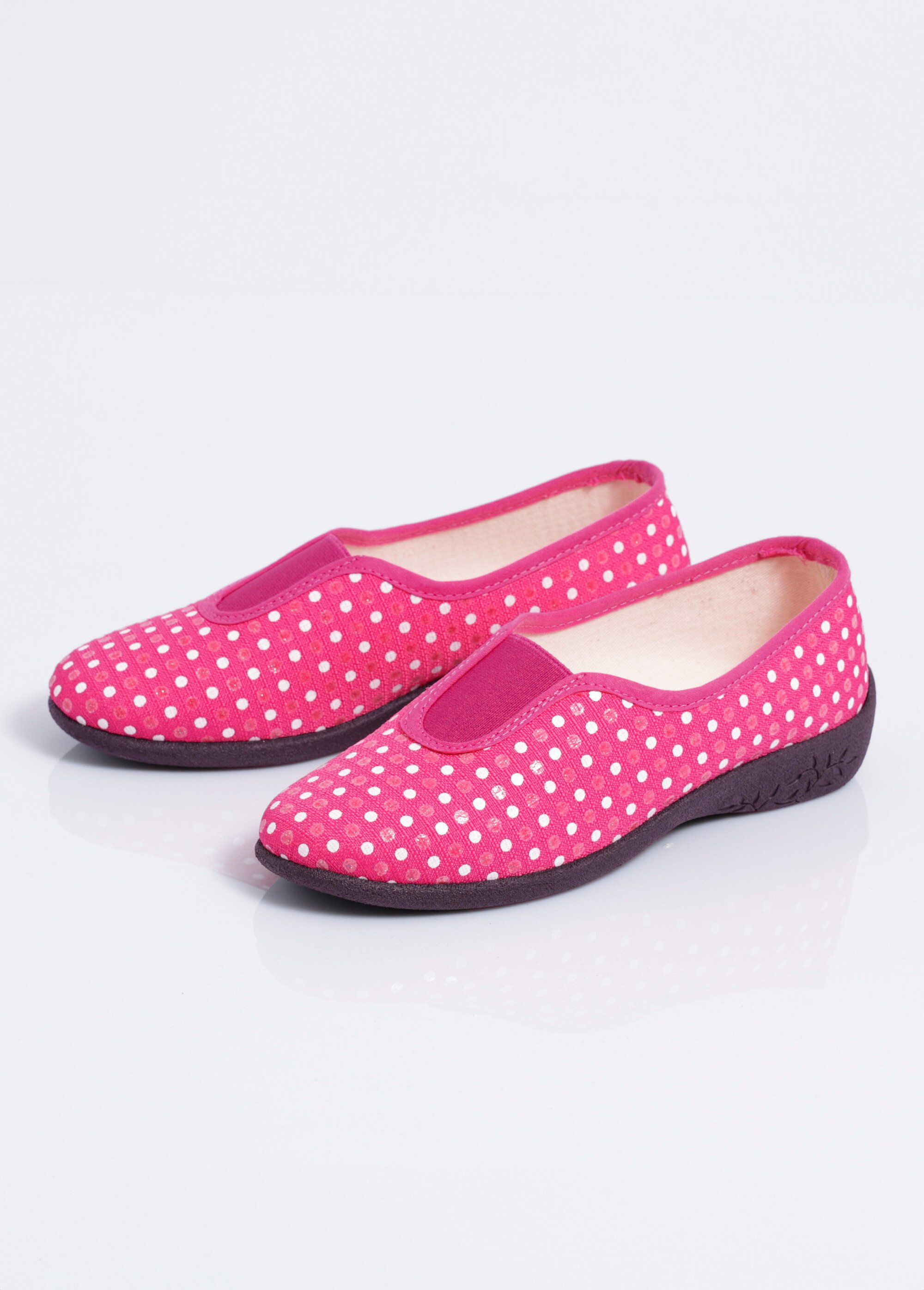 Chaussons ballerines élastiqués largeur confort Femme Rose OZOR DE1