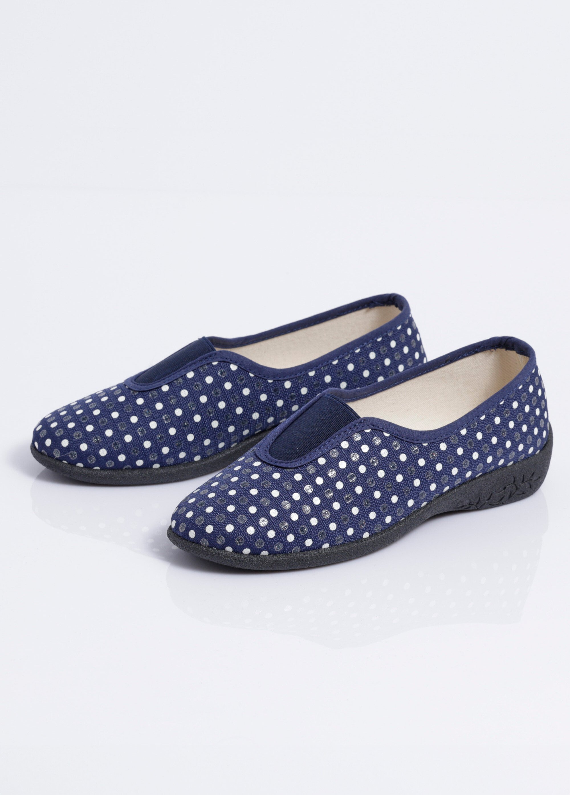 Chaussons ballerines élastiqués largeur confort Femme MARINE  OZOR DE1