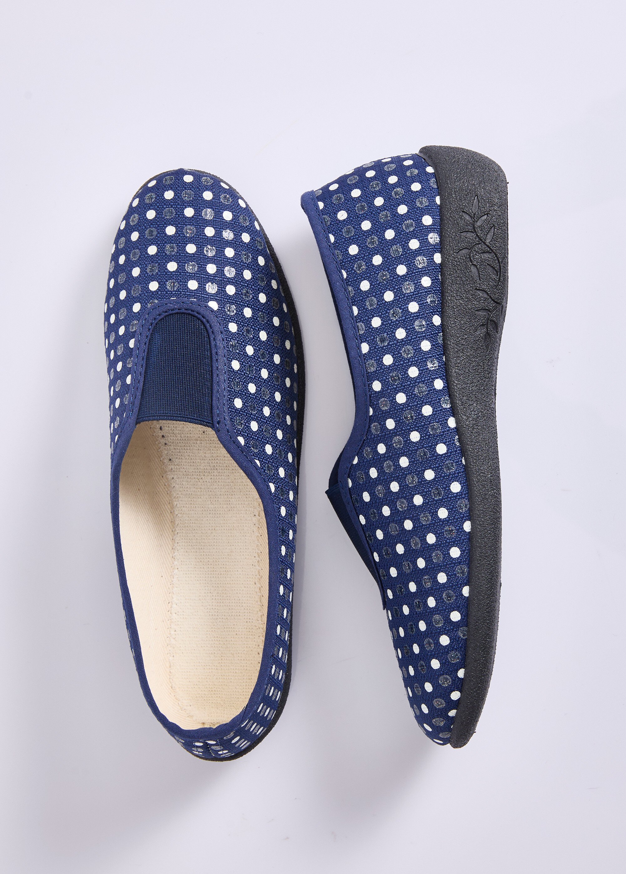 Chaussons ballerines élastiqués largeur confort Femme MARINE  OZOR OV1