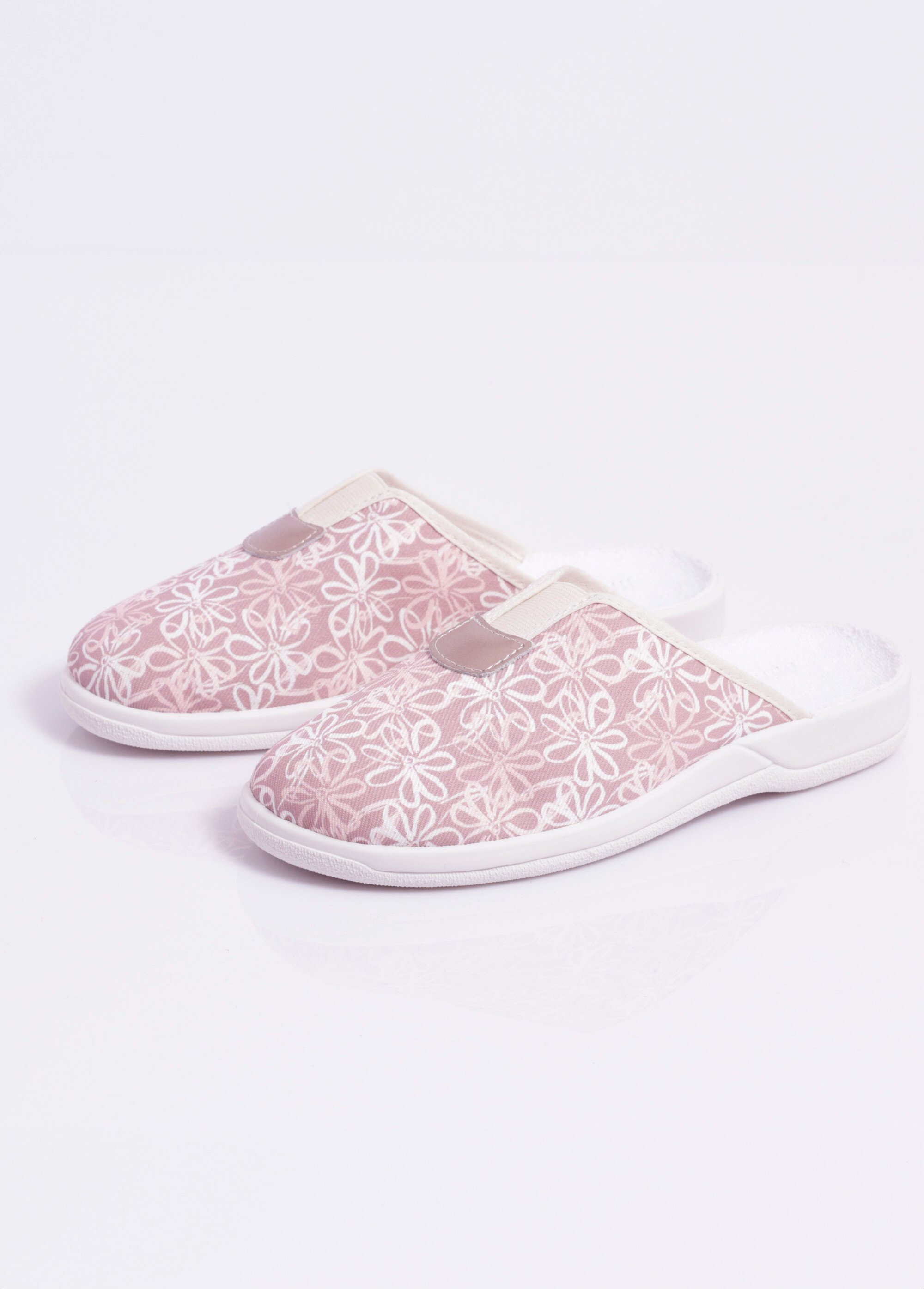 Chaussons mules grande largeur élastiqués Femme Rose OTTO DE1