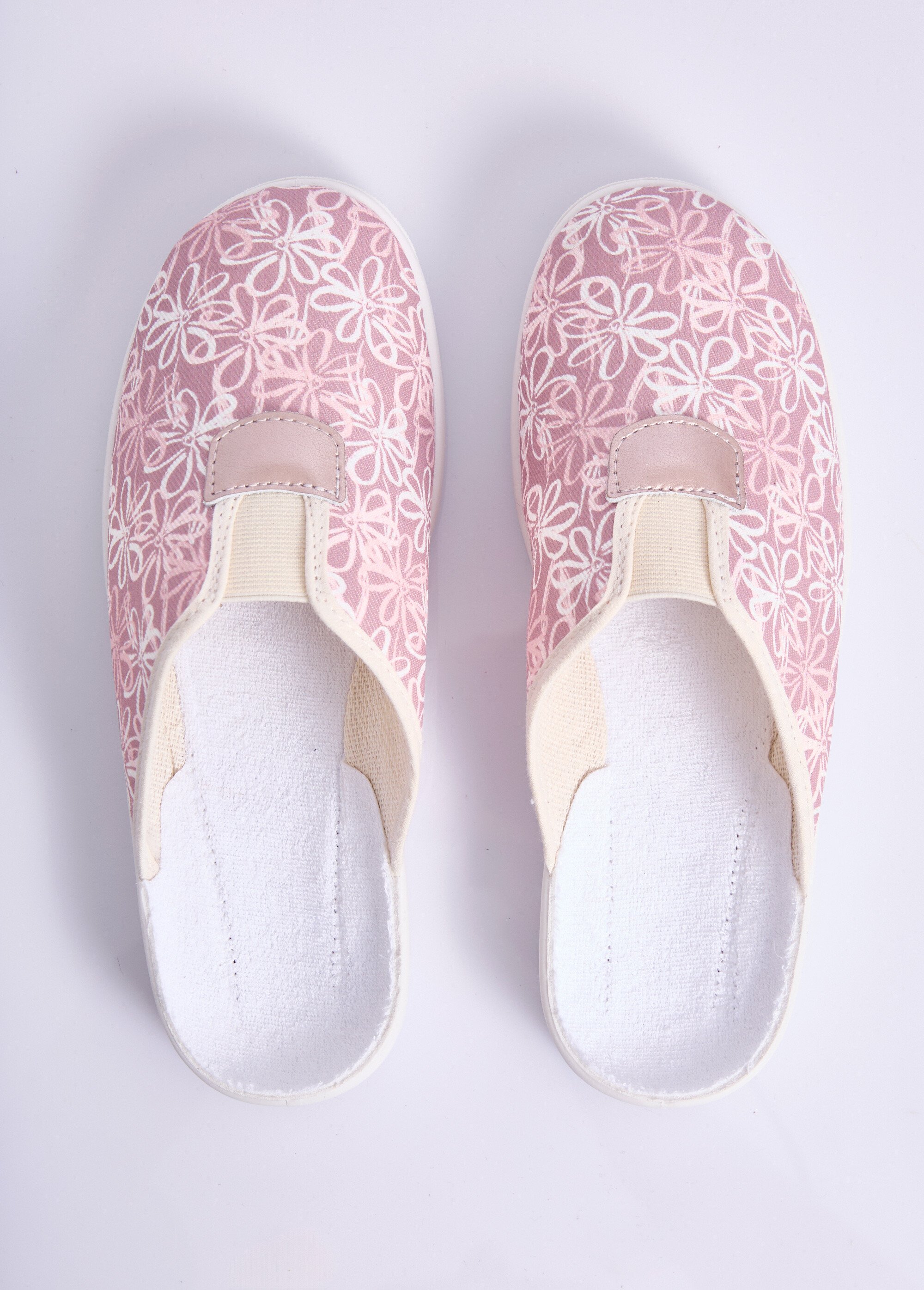 Chaussons mules grande largeur élastiqués Femme Rose OTTO OV1