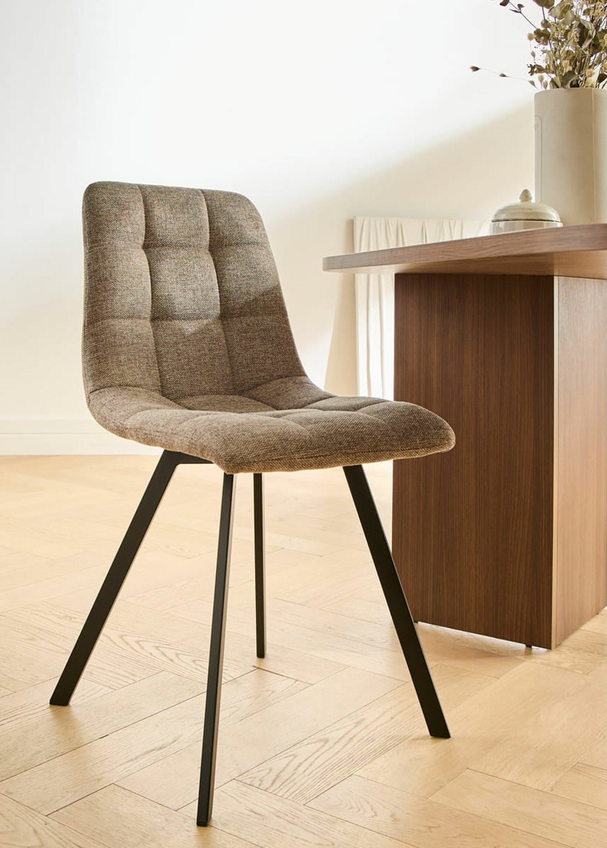 CHILLI Chaises assise capitonnée tissu MARRON CAL-15322133 SI2