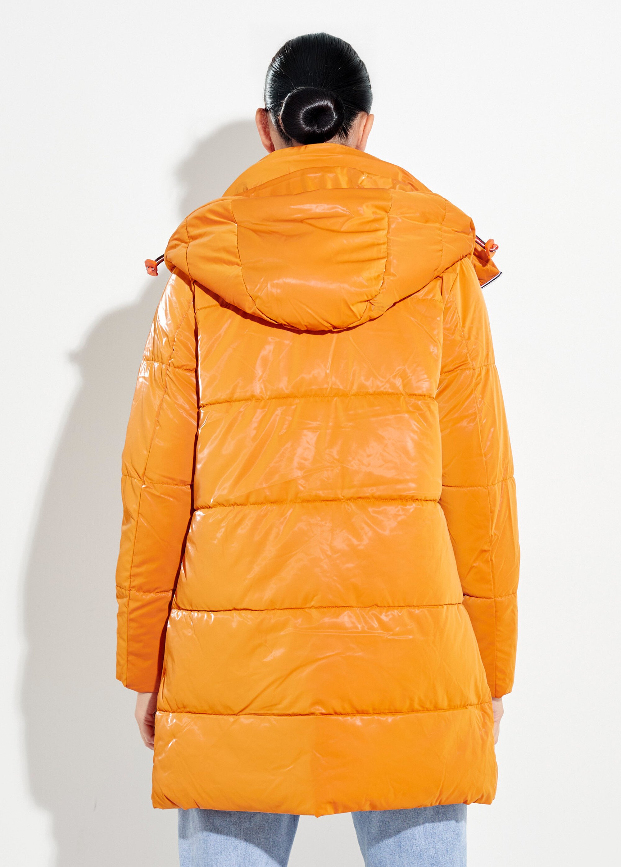 Doudoune longue déperlante irisée Femme Orange LJ-23068 DO1