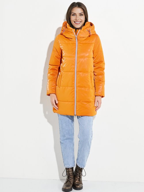 Doudoune longue déperlante irisée Femme Orange LJ-23068 SF1