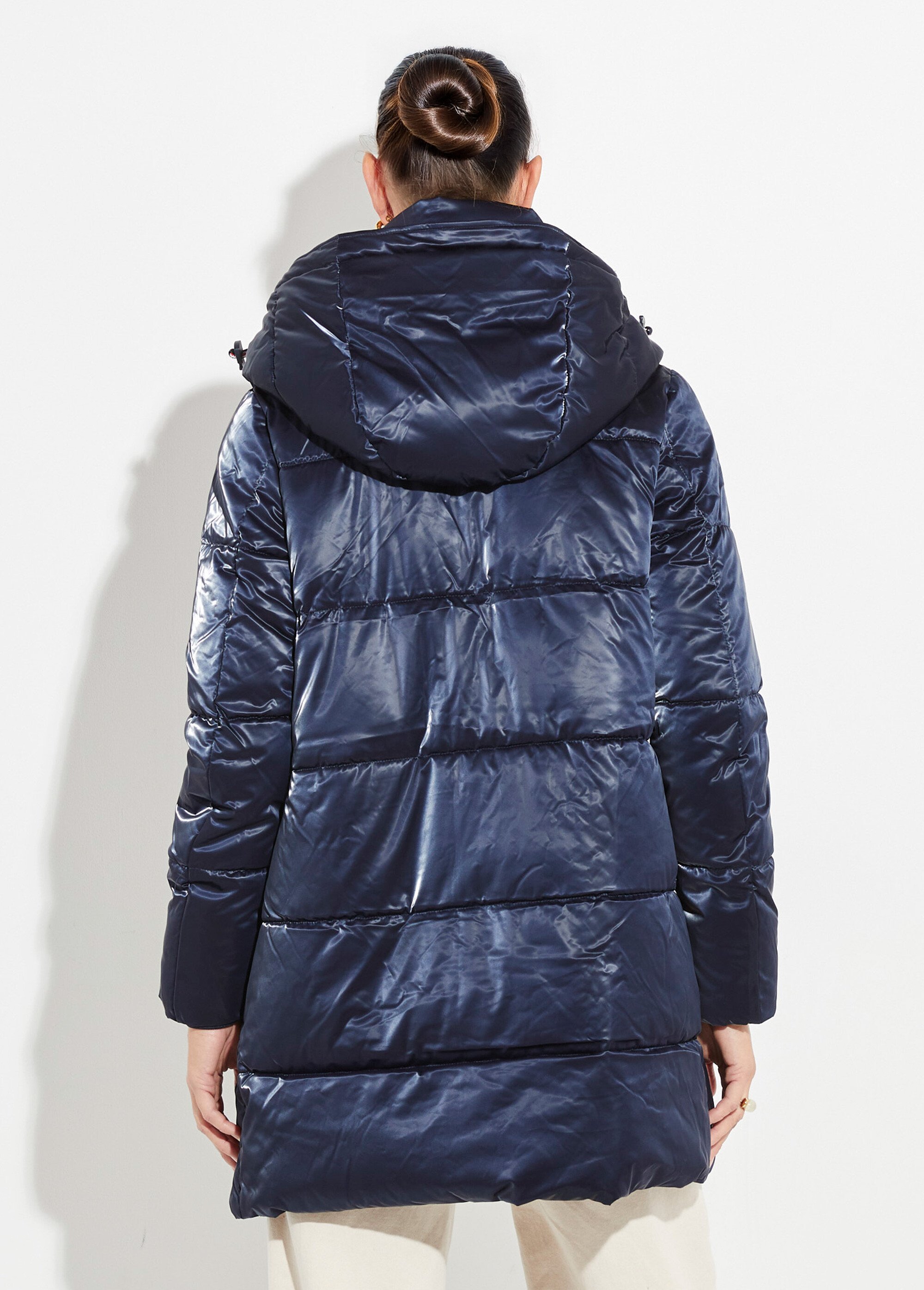 Doudoune longue déperlante irisée Femme Bleu LJ-23068 DO1