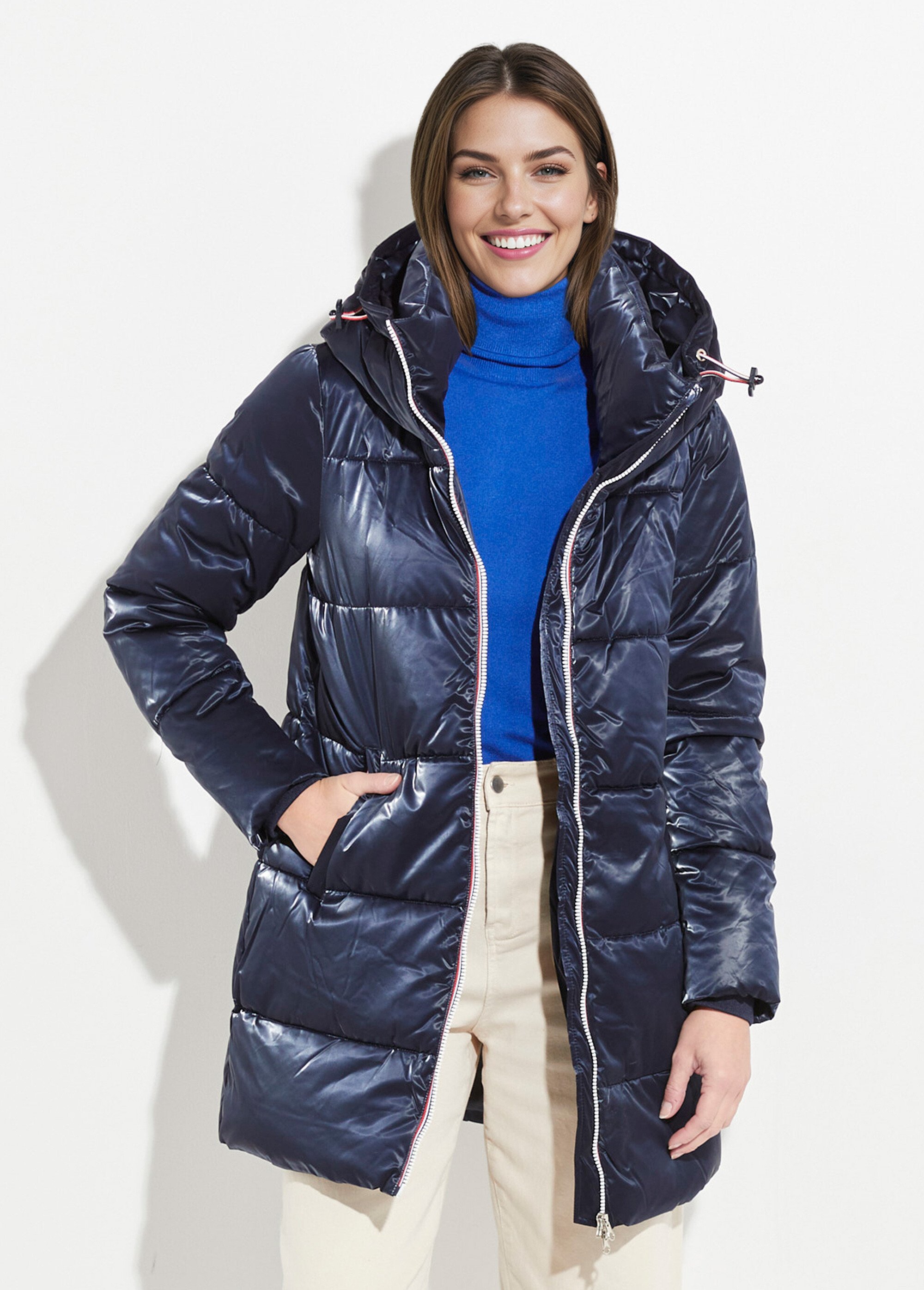 Doudoune longue déperlante irisée Femme Bleu LJ-23068 FA1