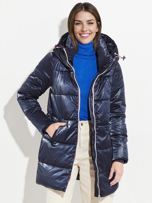 Doudoune longue déperlante irisée Femme Bleu LJ-23068 FA1