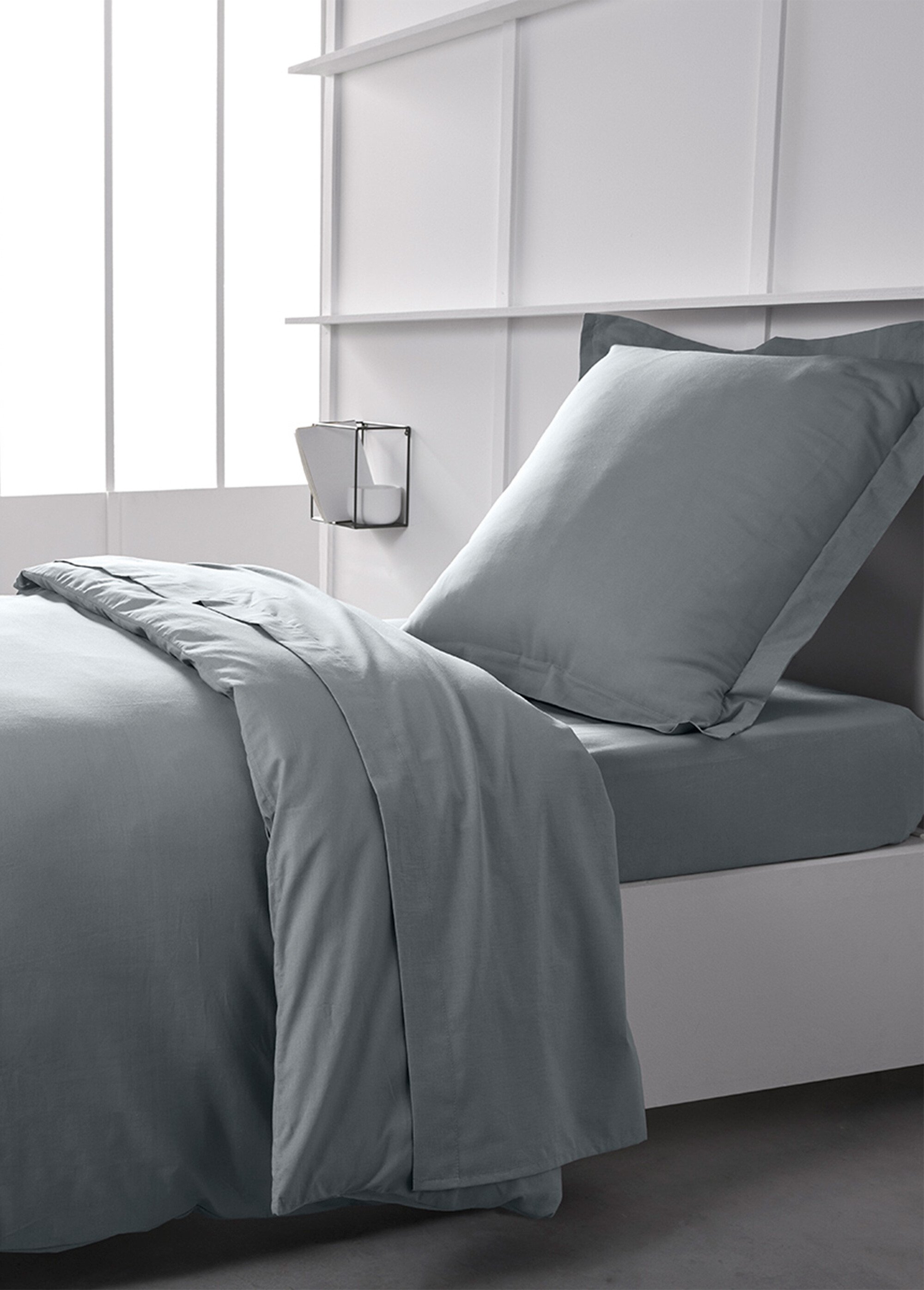 Drap plat coton uni Gris REMI-DP SI1