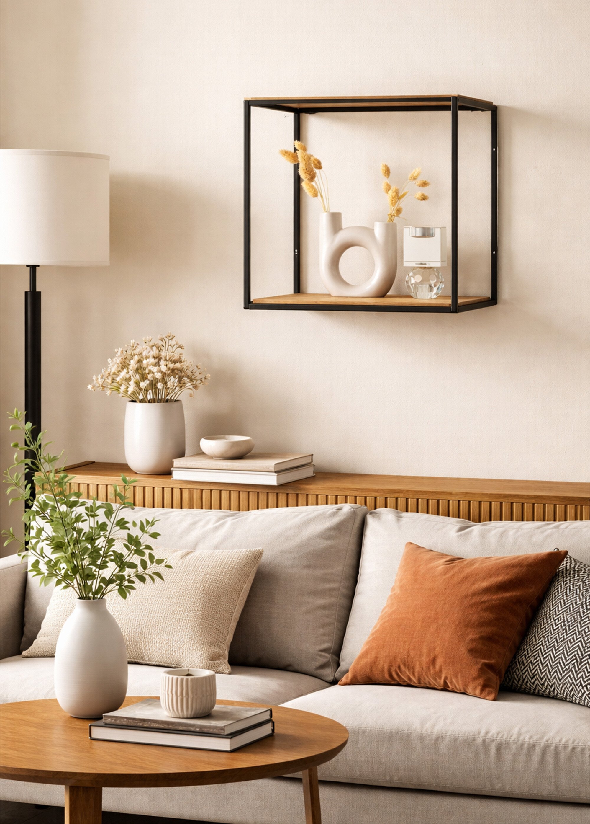 Etagère à fixer chêne, structure acier BEIGE HN-4282245 SI1