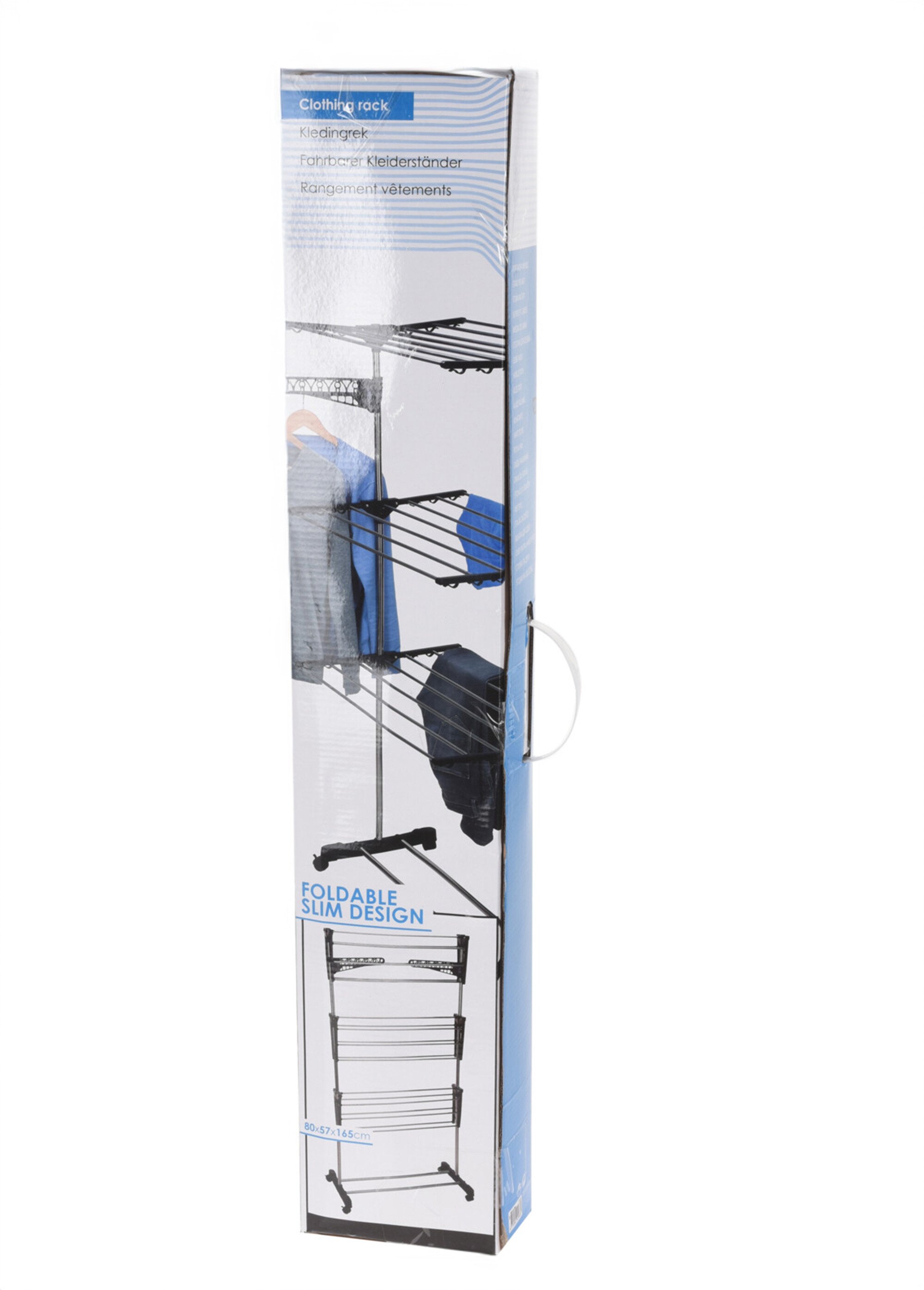 Etendoir à linge à roulettes 3 niveaux Noir KP-C80653410 DE1