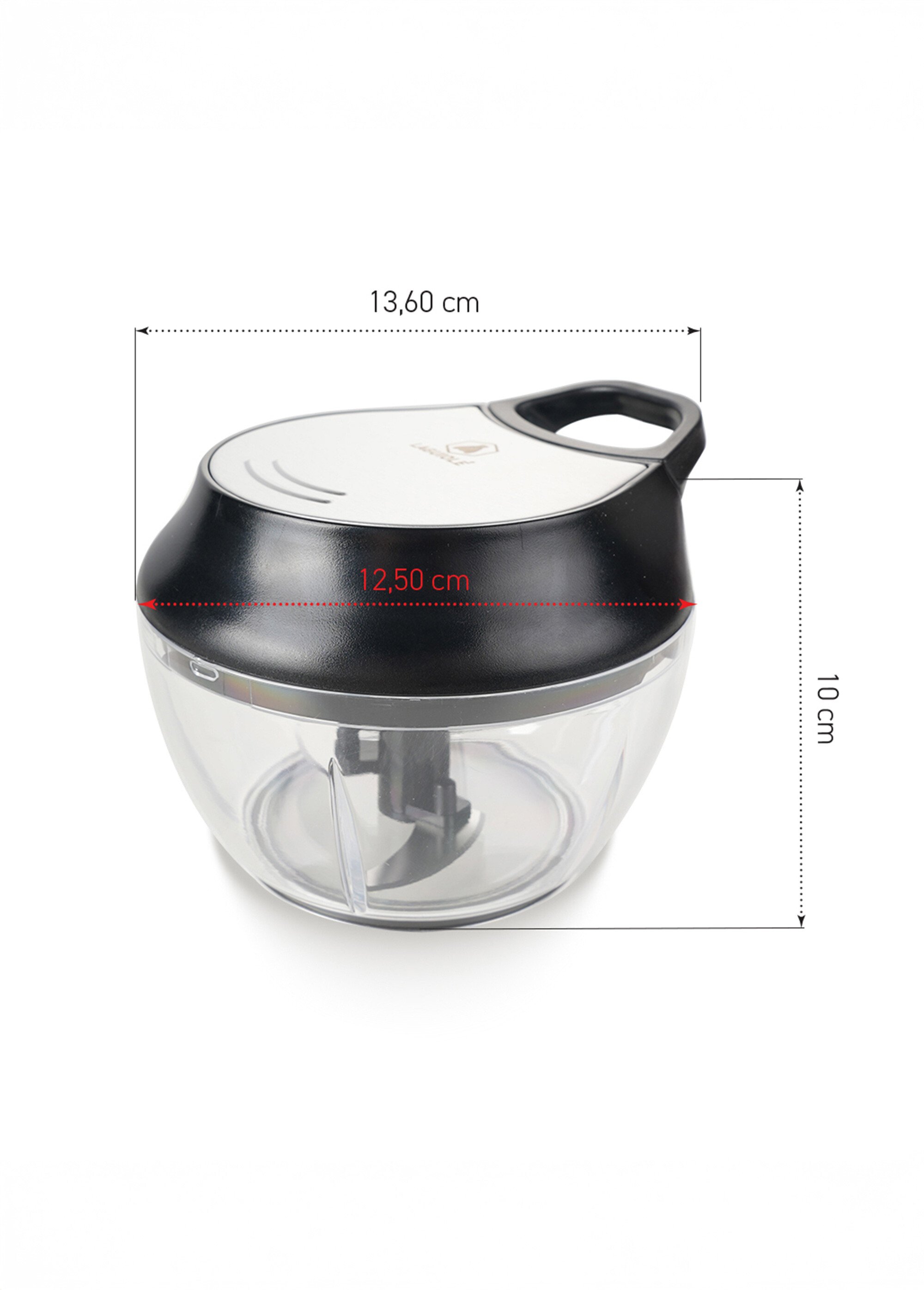 Hachoir mécanique inox + couvercle conservation Noir 9260020 DE3
