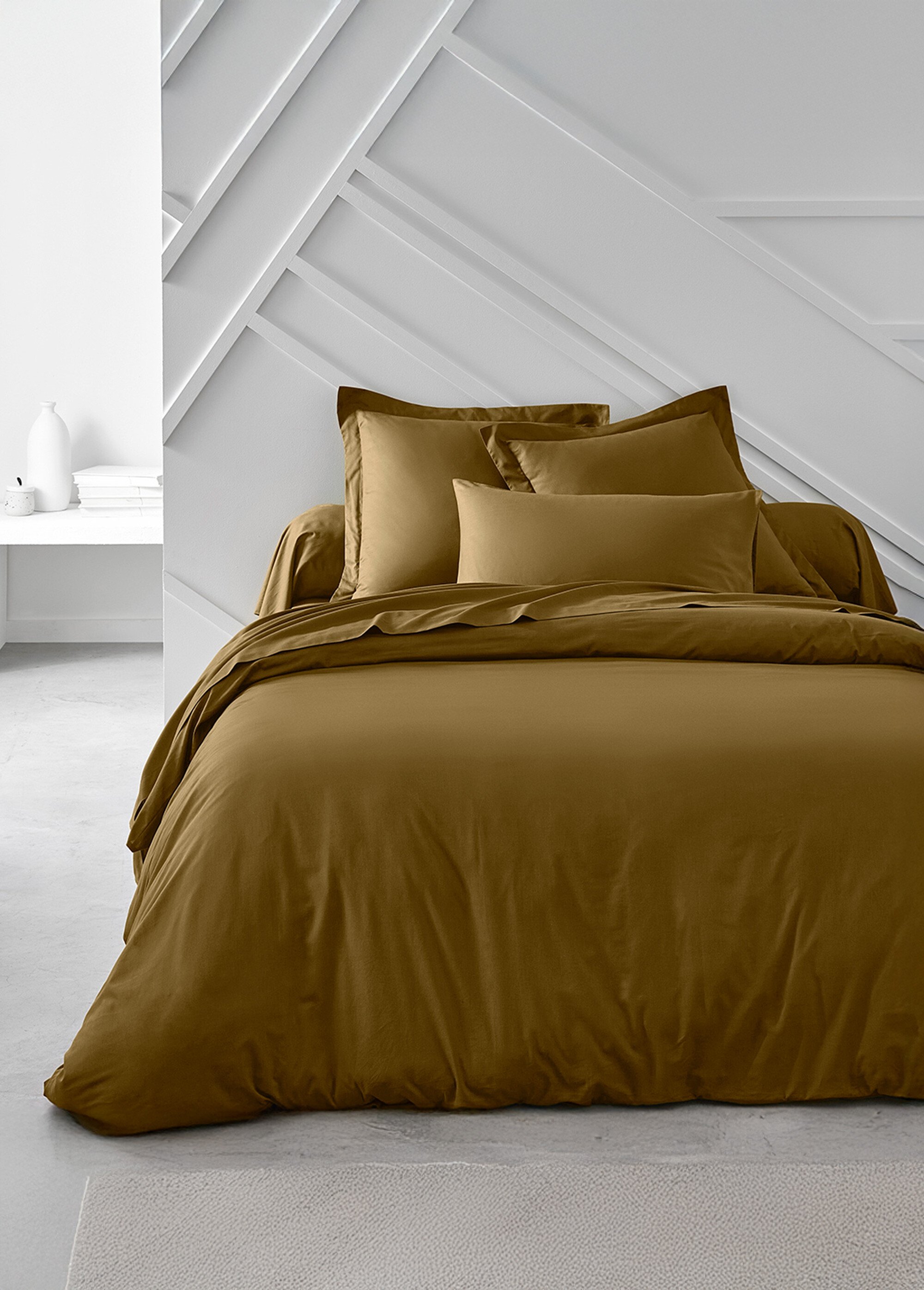Housse de couette coton uni Marron REMI-HC FA1
