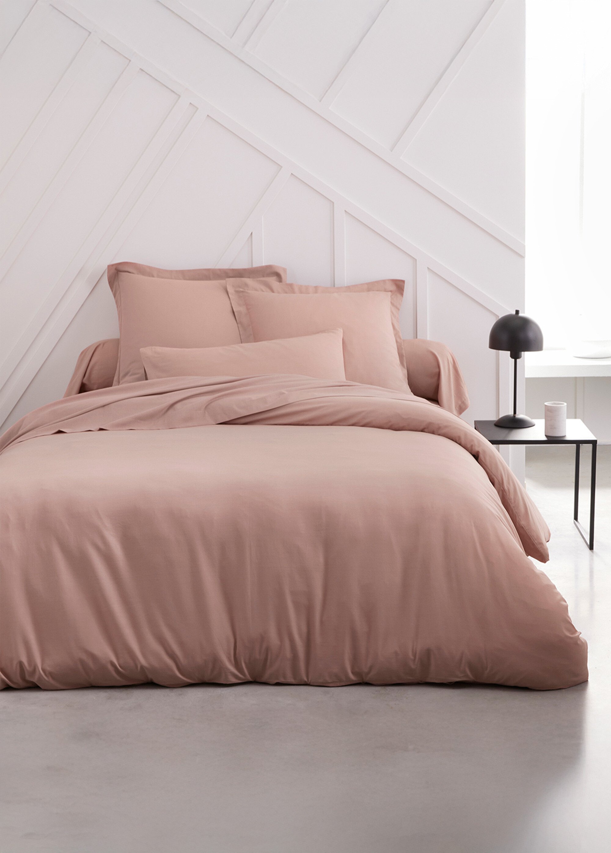 Housse de couette coton uni Rose REMI-HC FA1