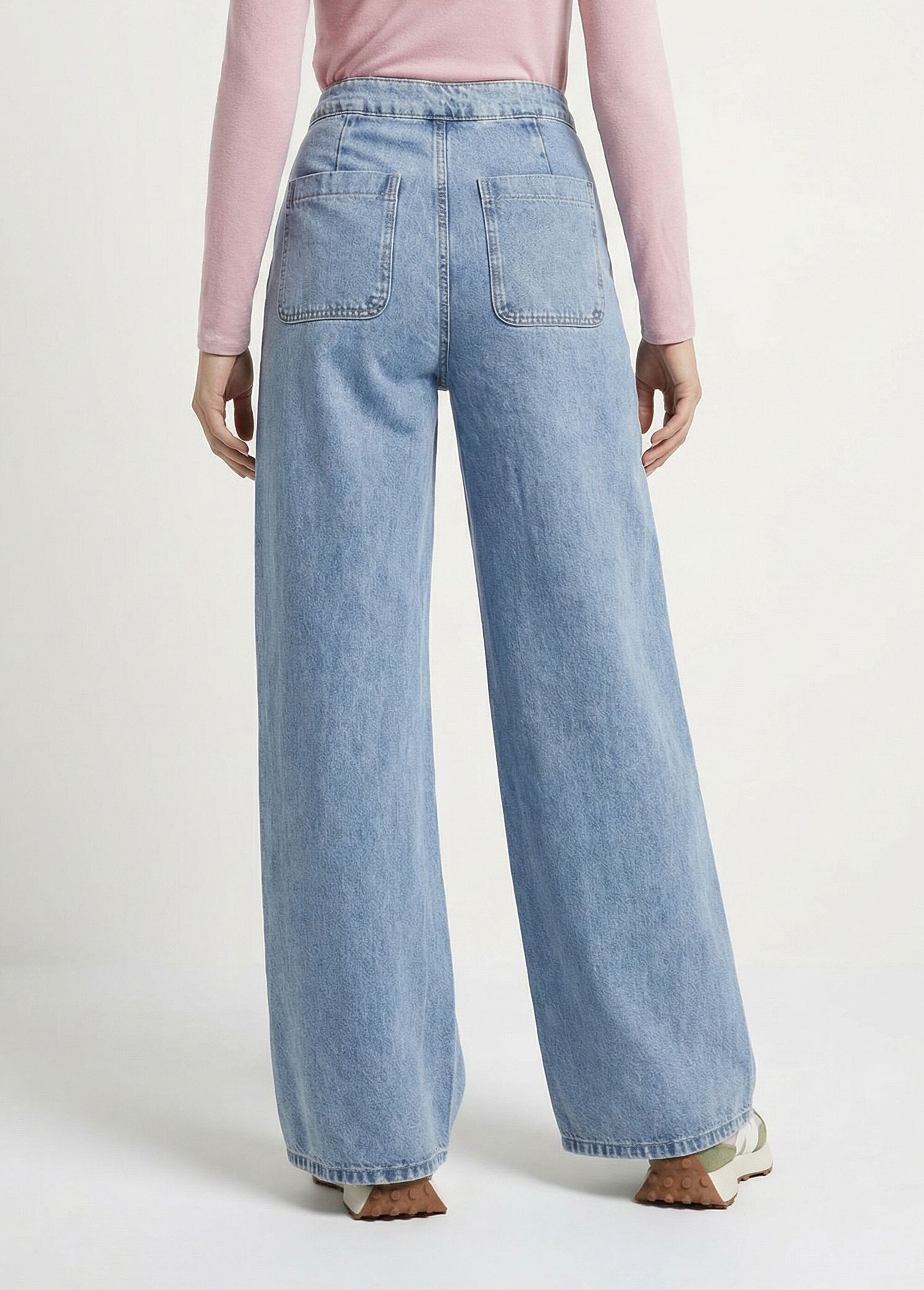 Jean large spécial GRANDE, détails tressés Femme Bleu OR-JD630 DO1