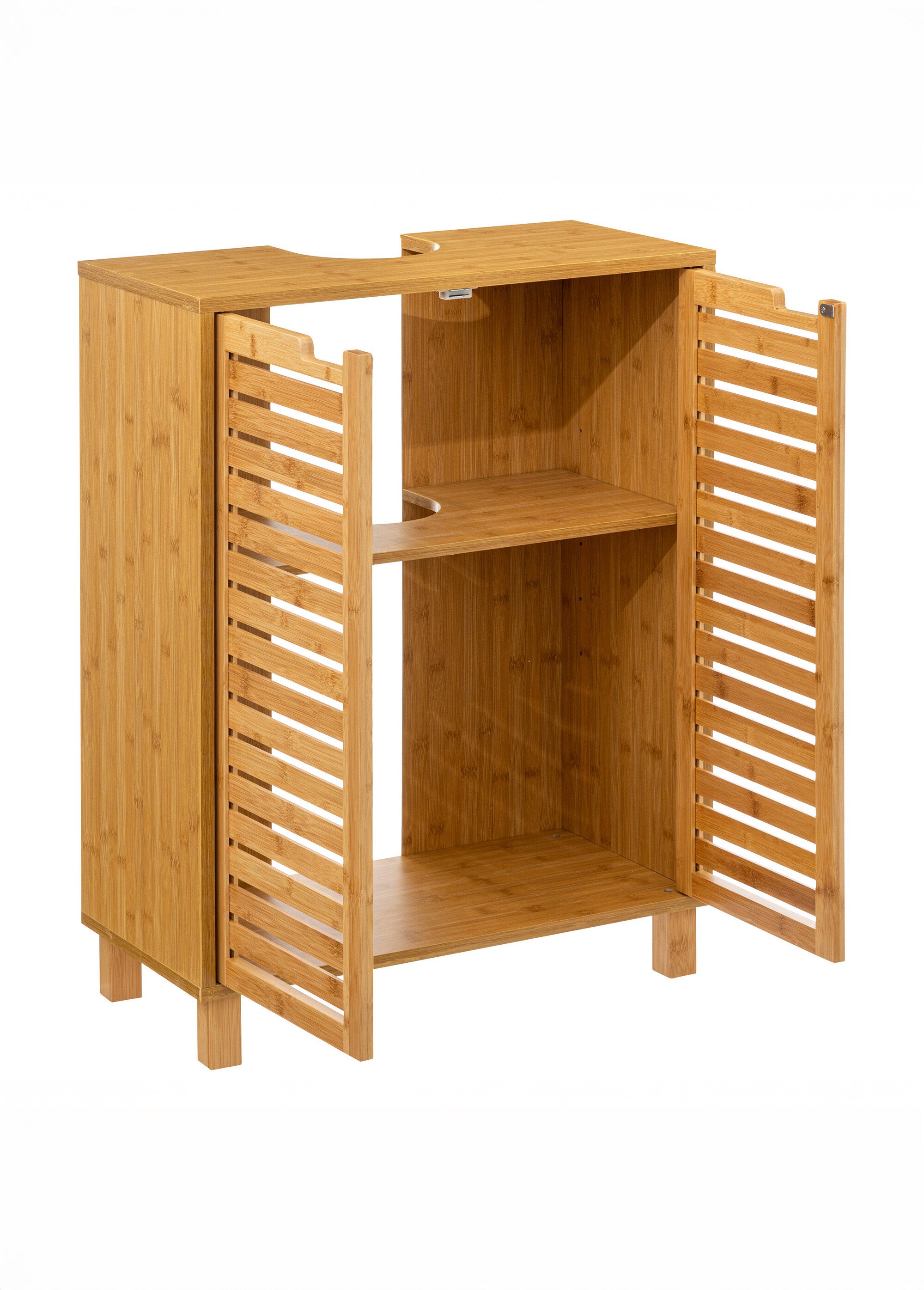 Meuble en bambou sous évier, 2 portes Beige JJA-160817 DE1