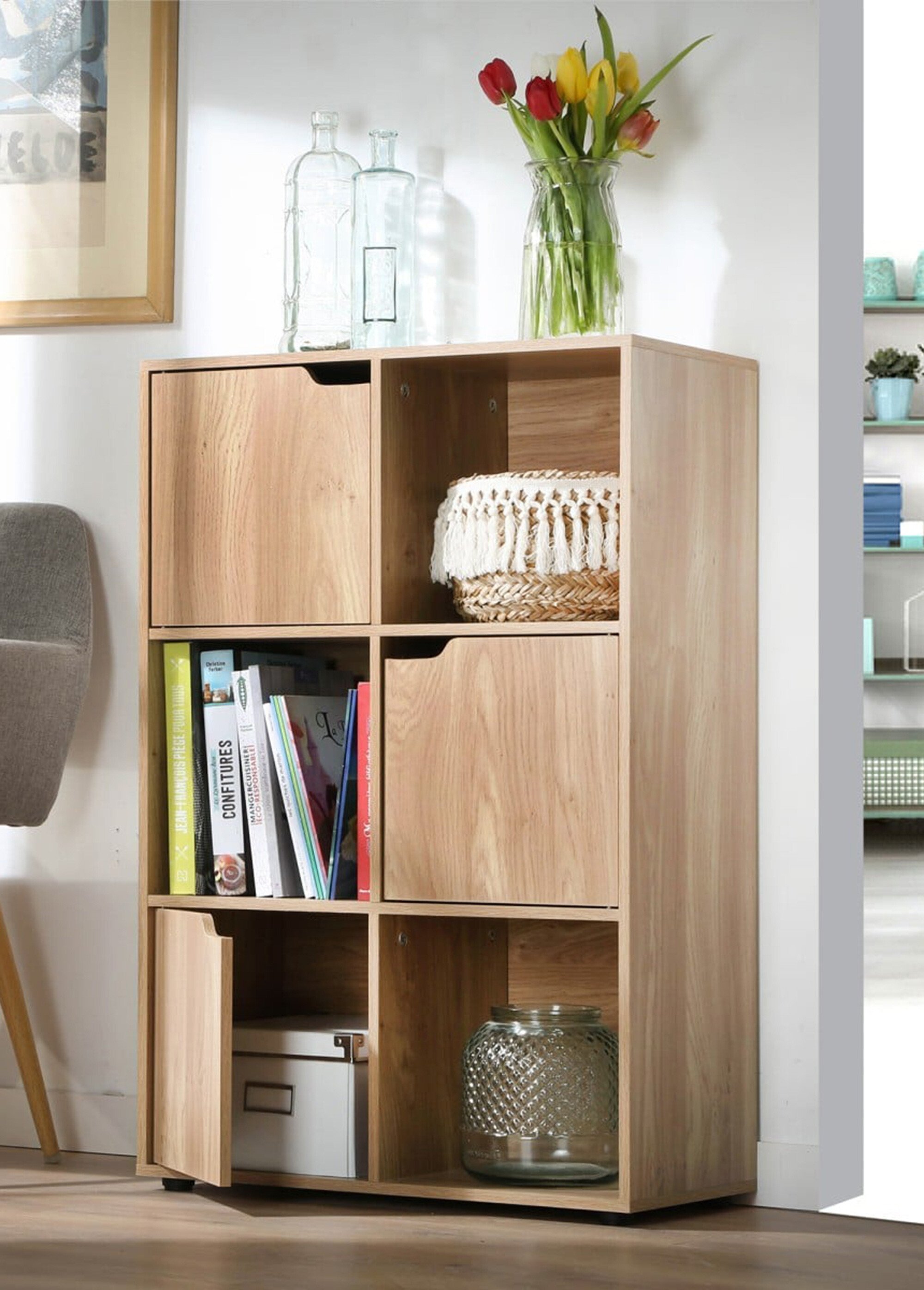 MODU Meuble rangement 6 cases + 3 portes MARRON CAL-11452133 SI1