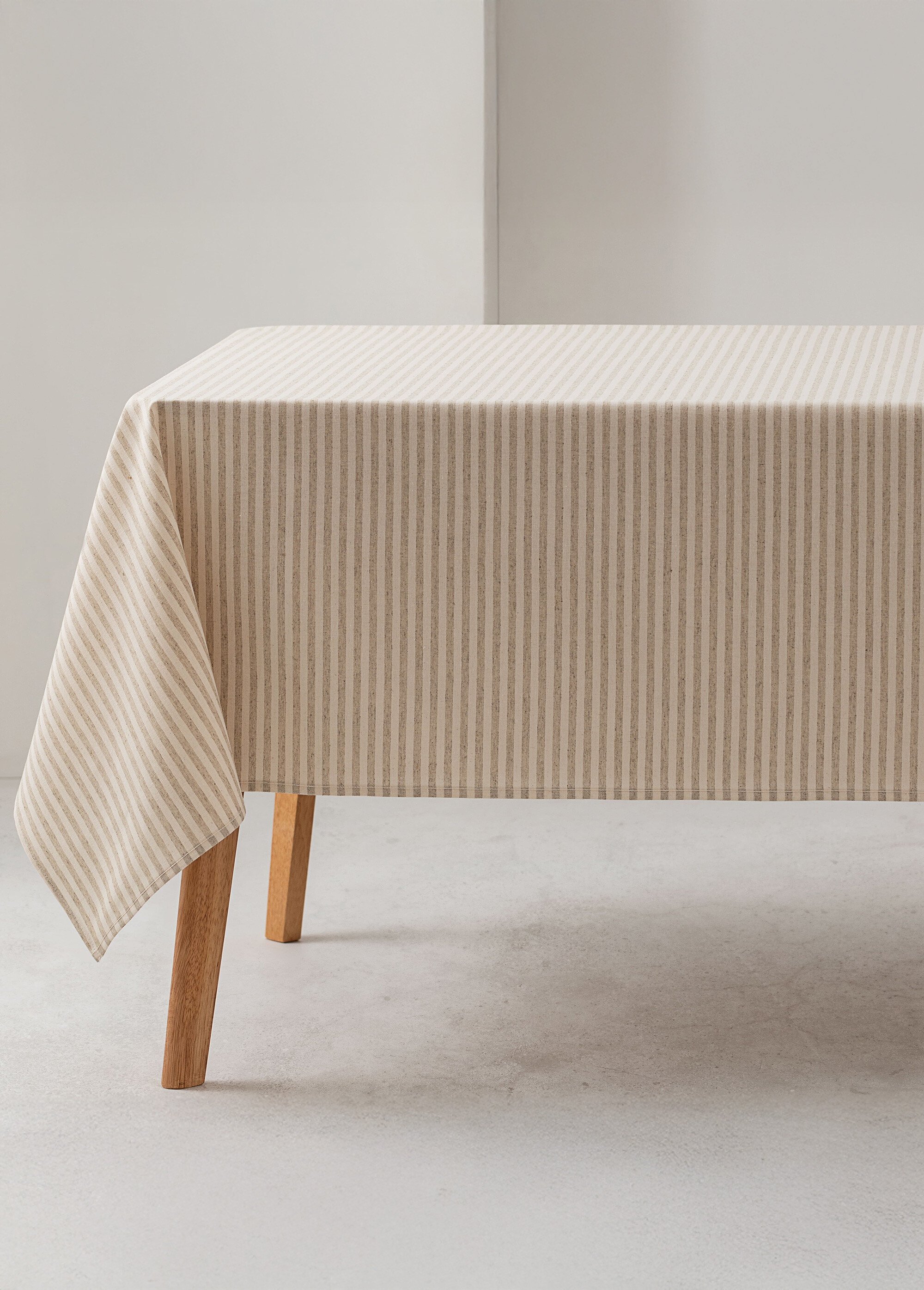 Nappe anti taches coton, fines rayures Beige GA-MRRAYFI FA1