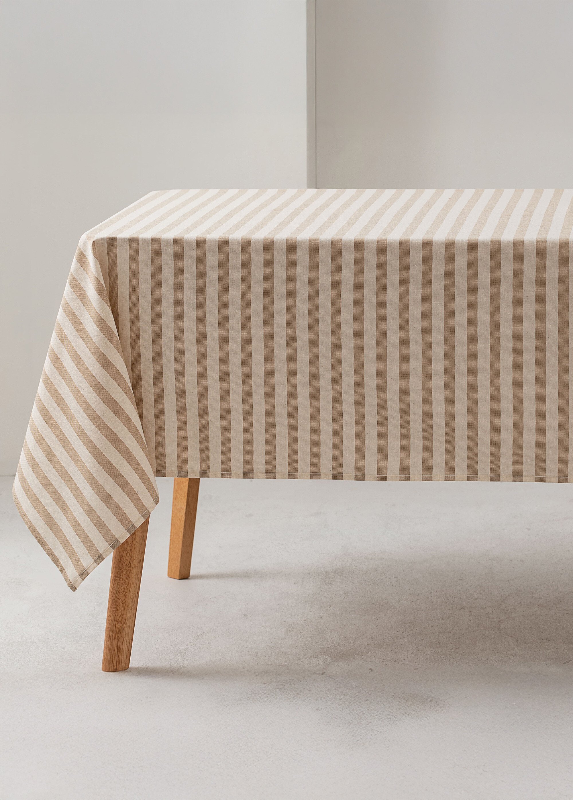 Nappe anti taches pur coton, rayures