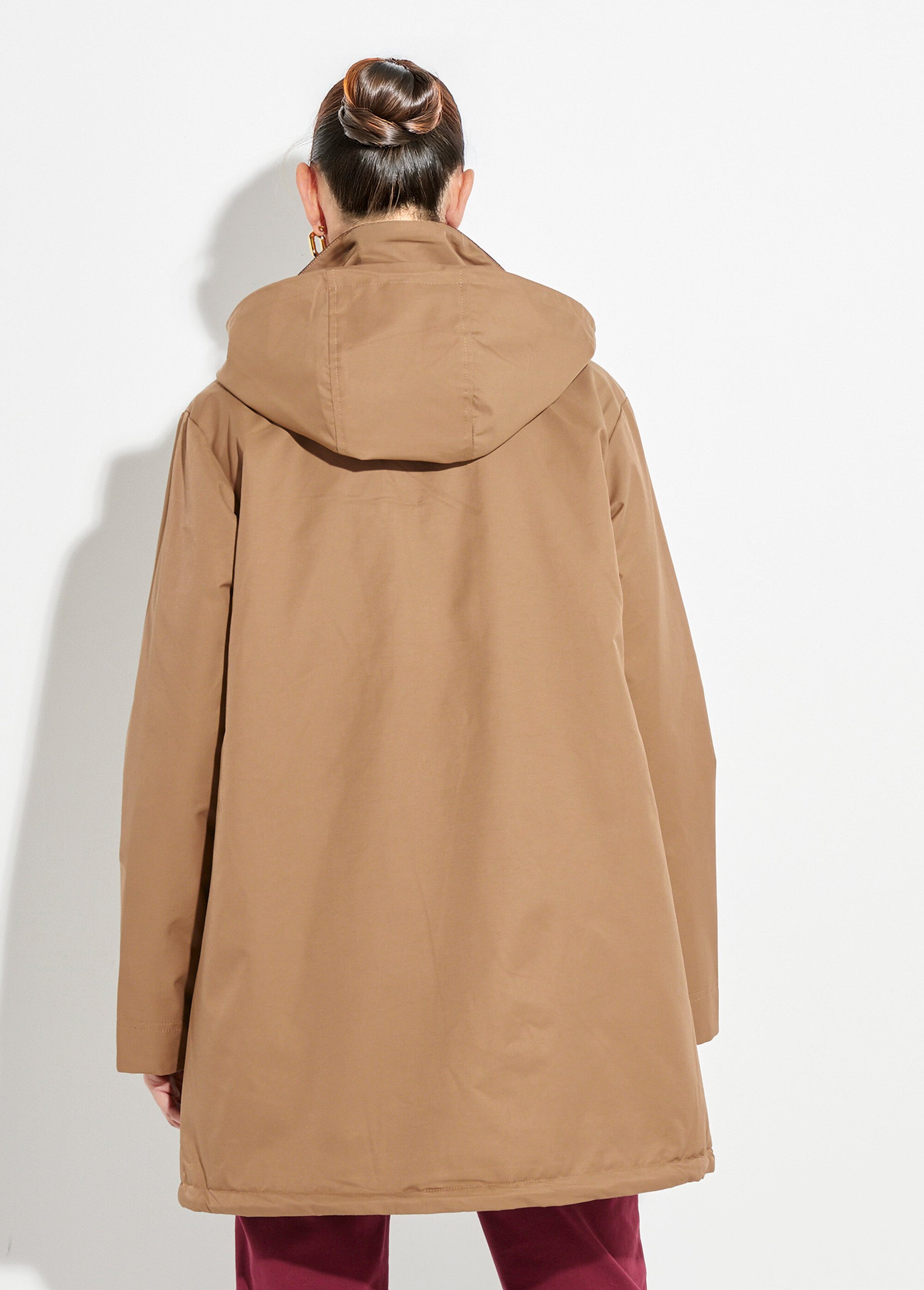 Parka déperlante longue avec col velours Femme Marron LJ-6083 DO1