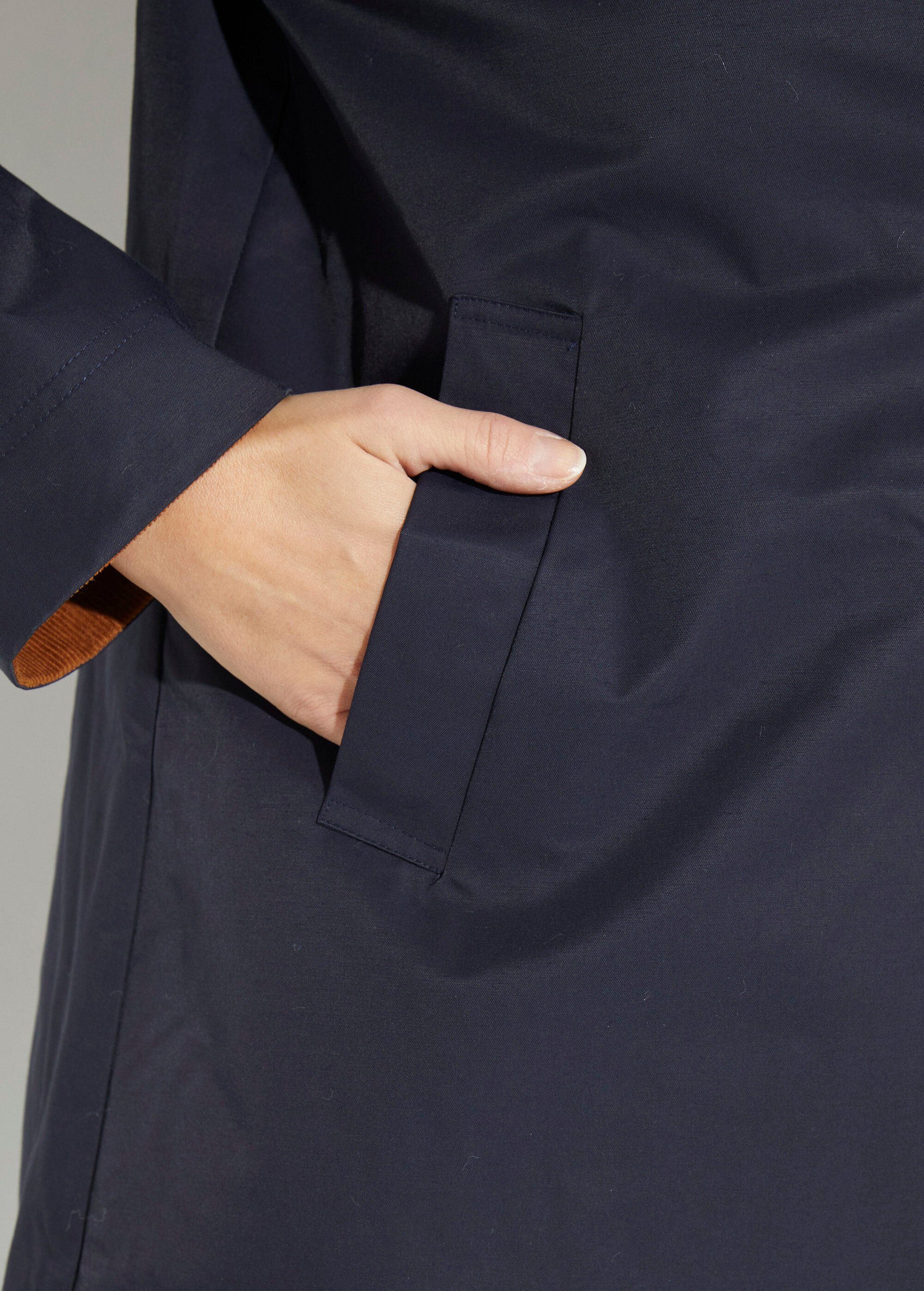 Parka déperlante longue avec col velours Femme Bleu LJ-6083 DE2