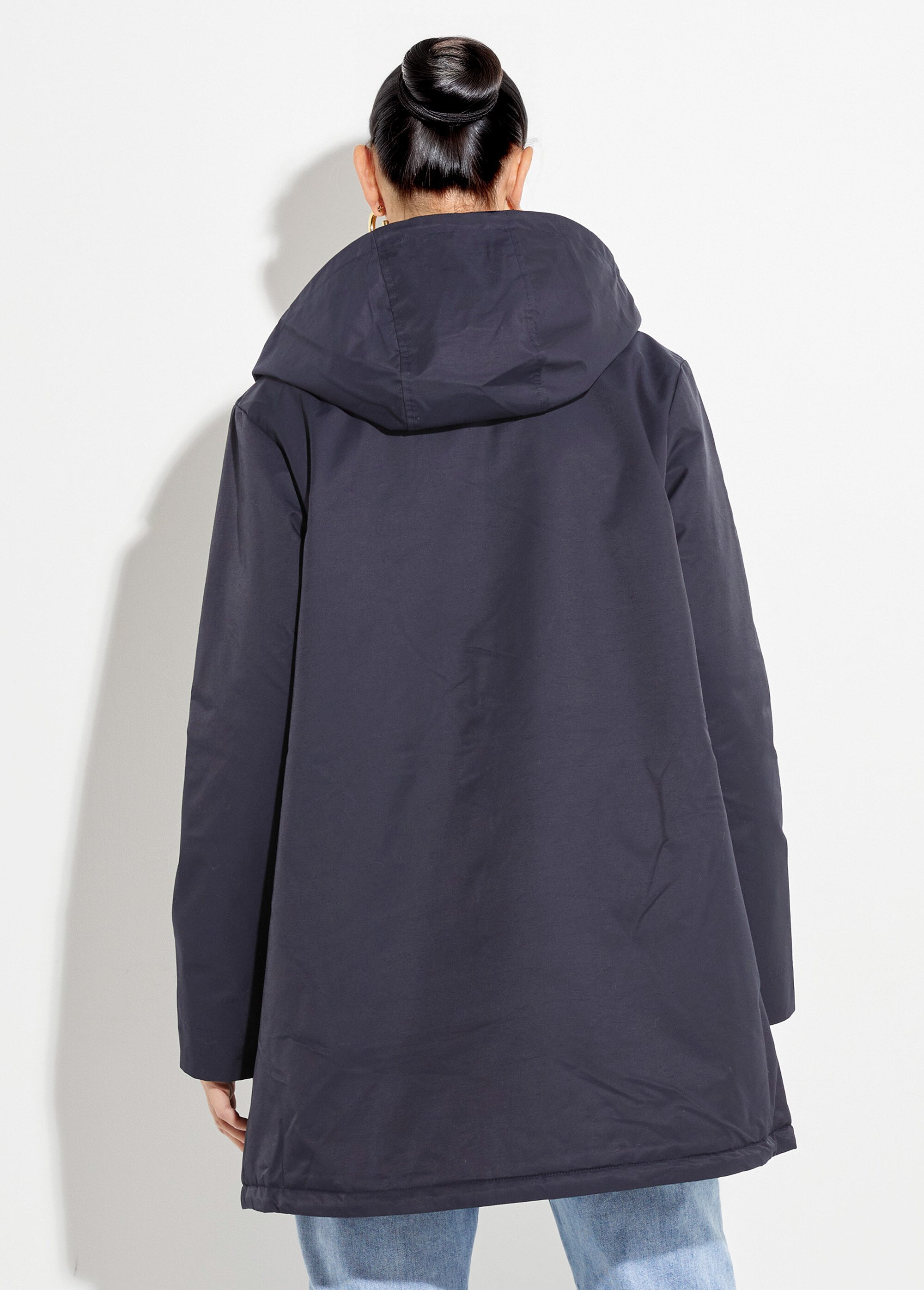 Parka déperlante longue avec col velours