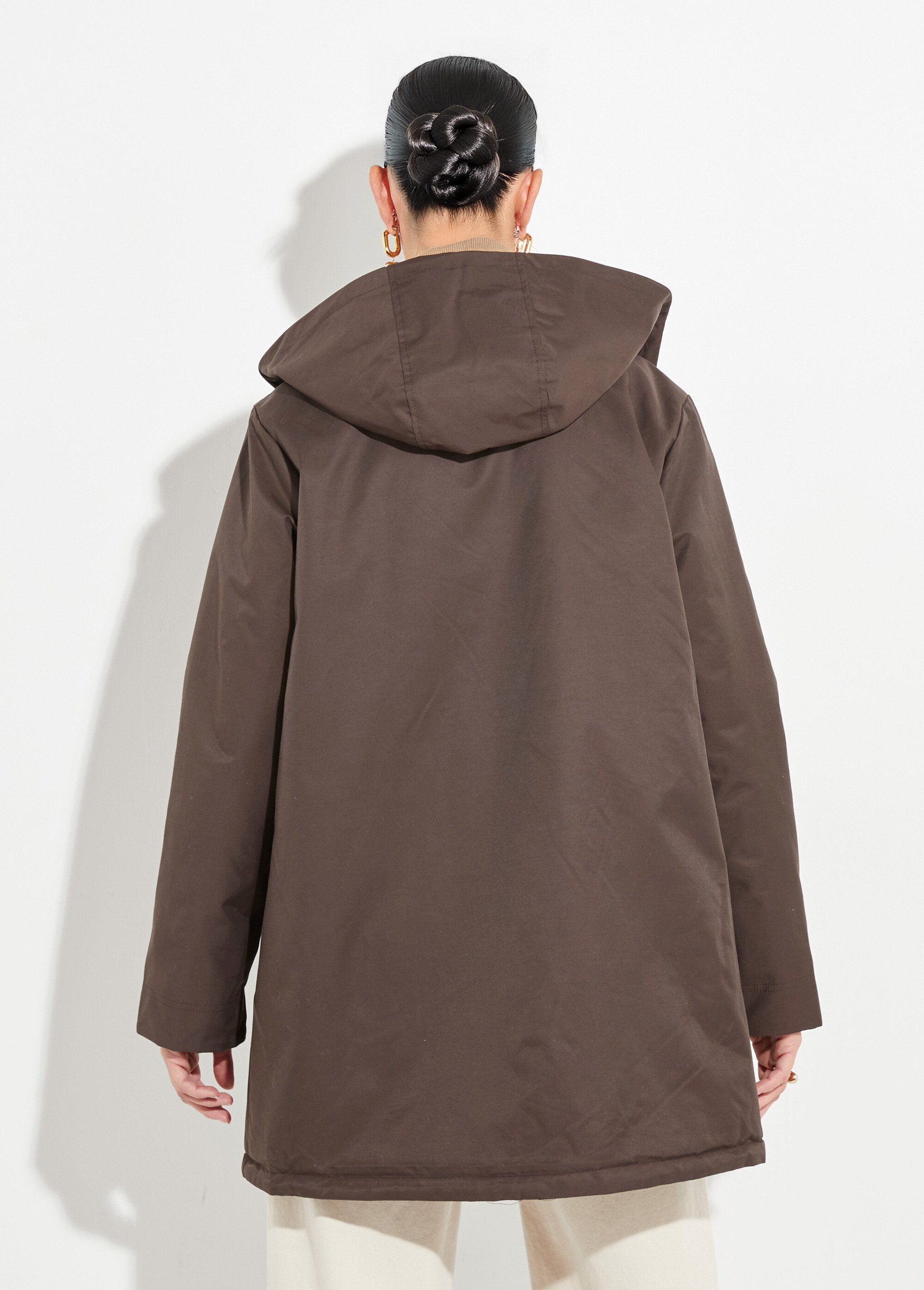 Parka déperlante longue avec col velours