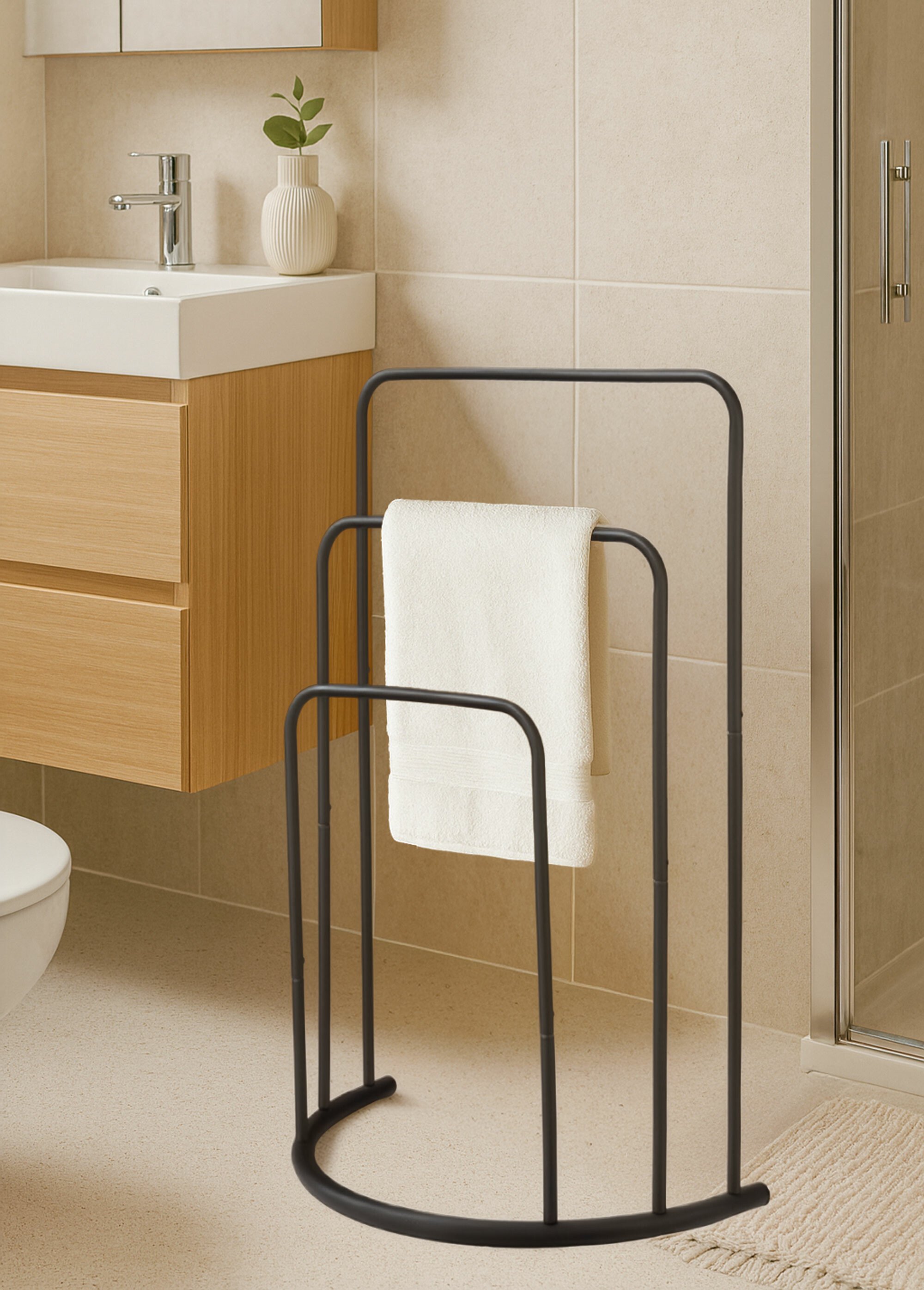 Porte serviettes en métal 3 niveaux Noir KP-C80621440 SF1