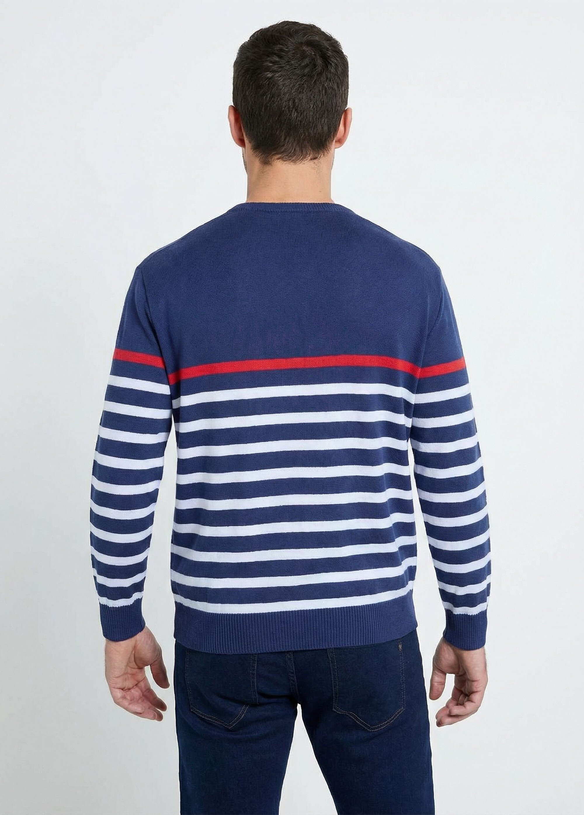 Pull rayé col rond jersey coton Homme Blanc FANFARE DO1