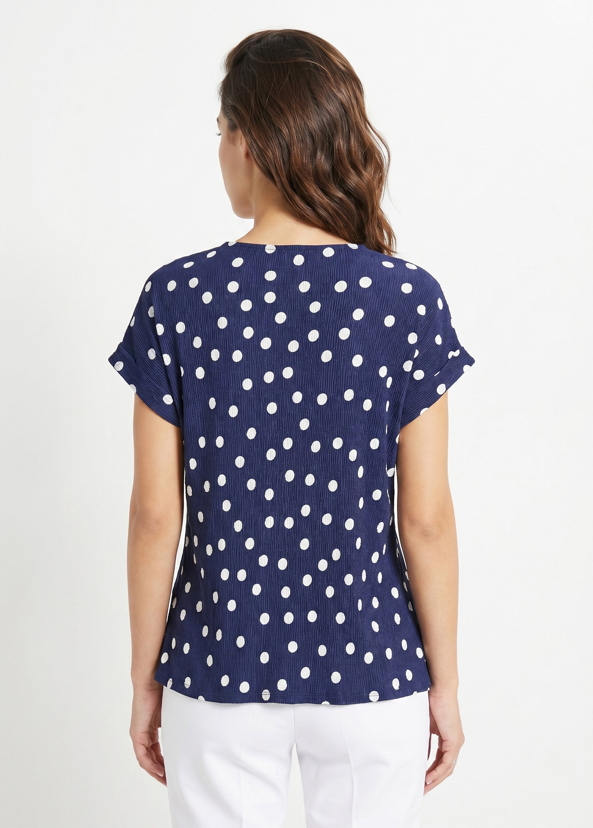 T-shirt ample imprimé pois col V