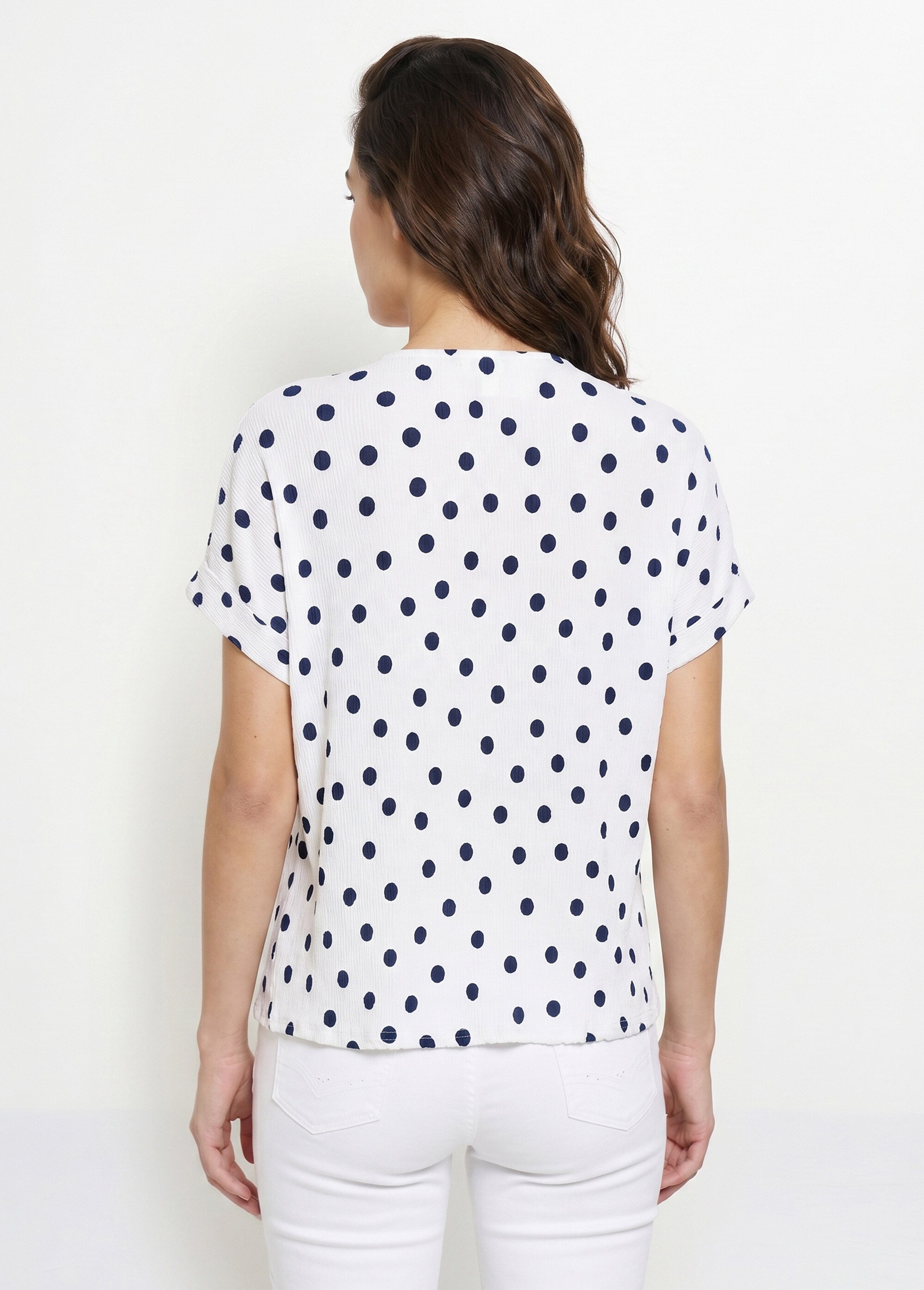 T-shirt ample imprimé pois col V