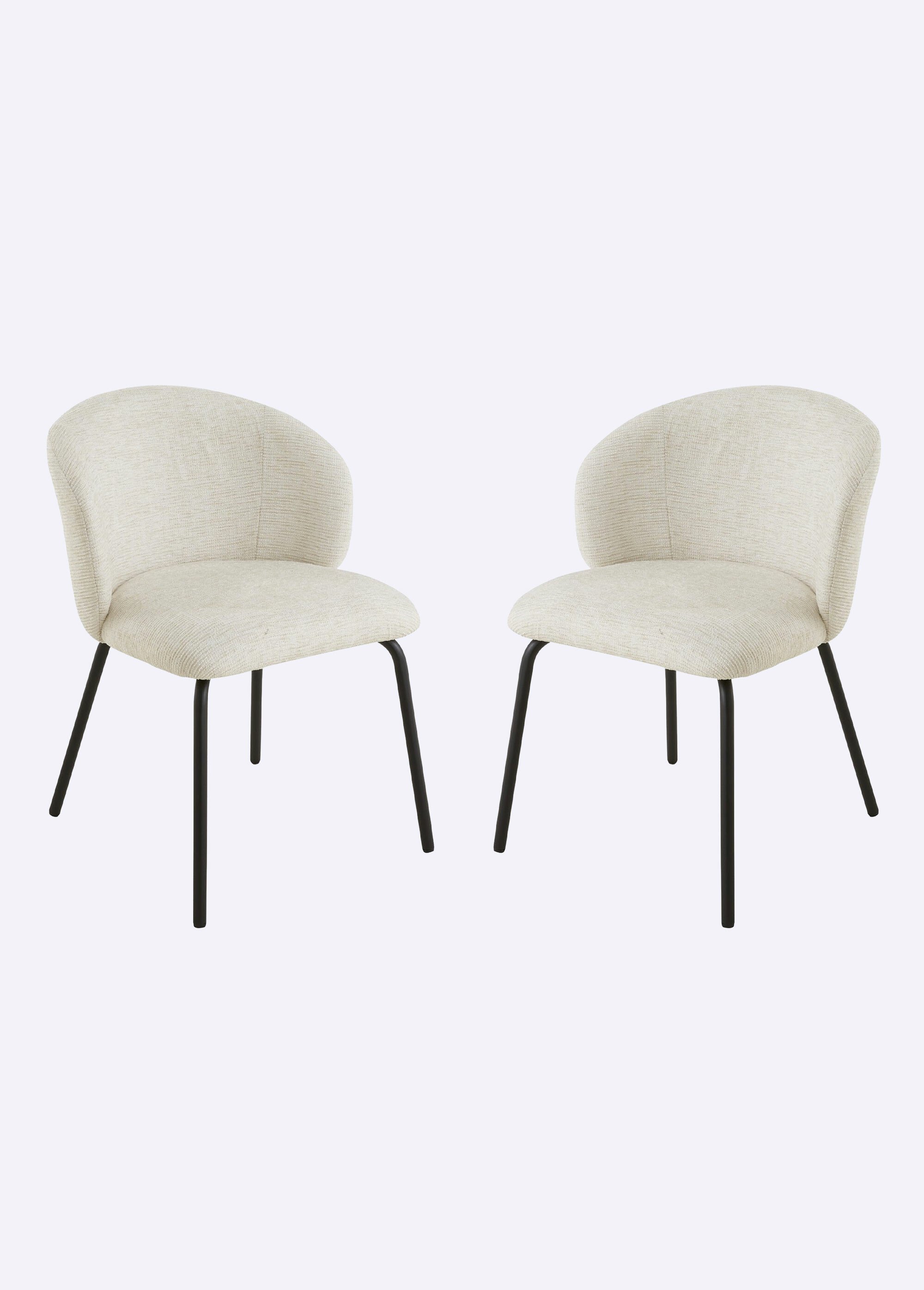 VESPER Chaises tissu chiné, pieds métal BEIGE CAL-15325133 FA1