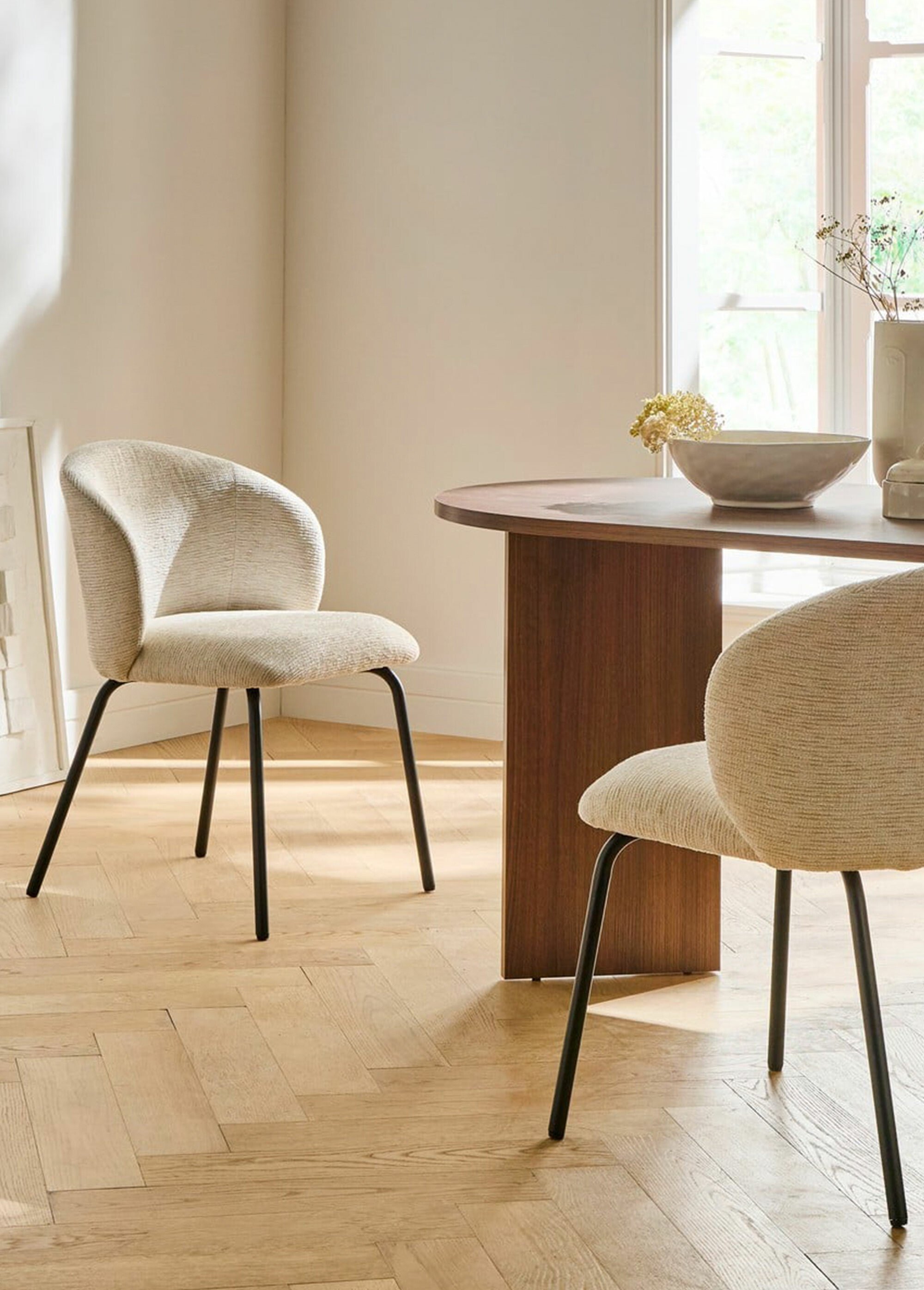 VESPER Chaises tissu chiné, pieds métal BEIGE CAL-15325133 SI1