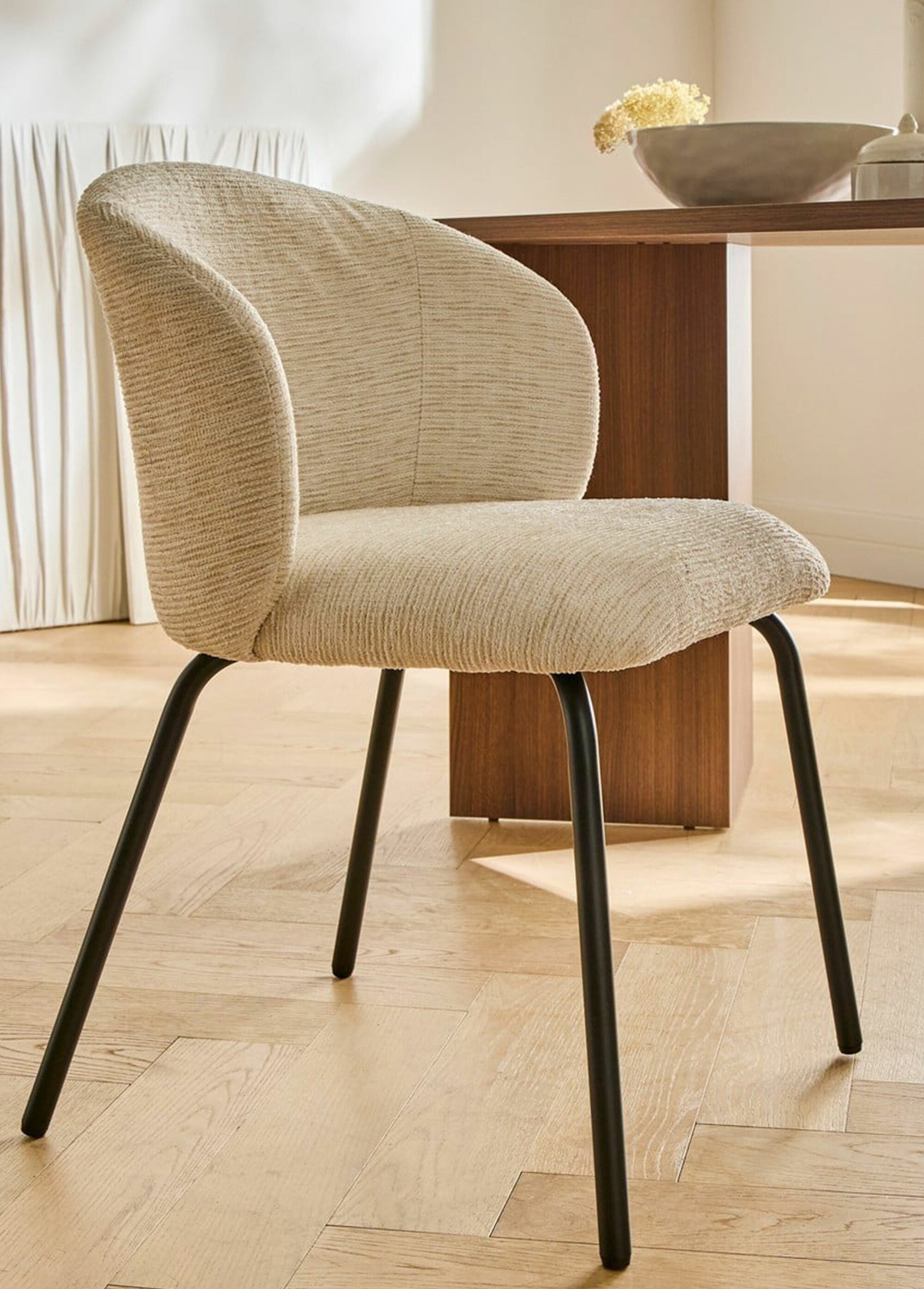 VESPER Chaises tissu chiné, pieds métal BEIGE CAL-15325133 SI2