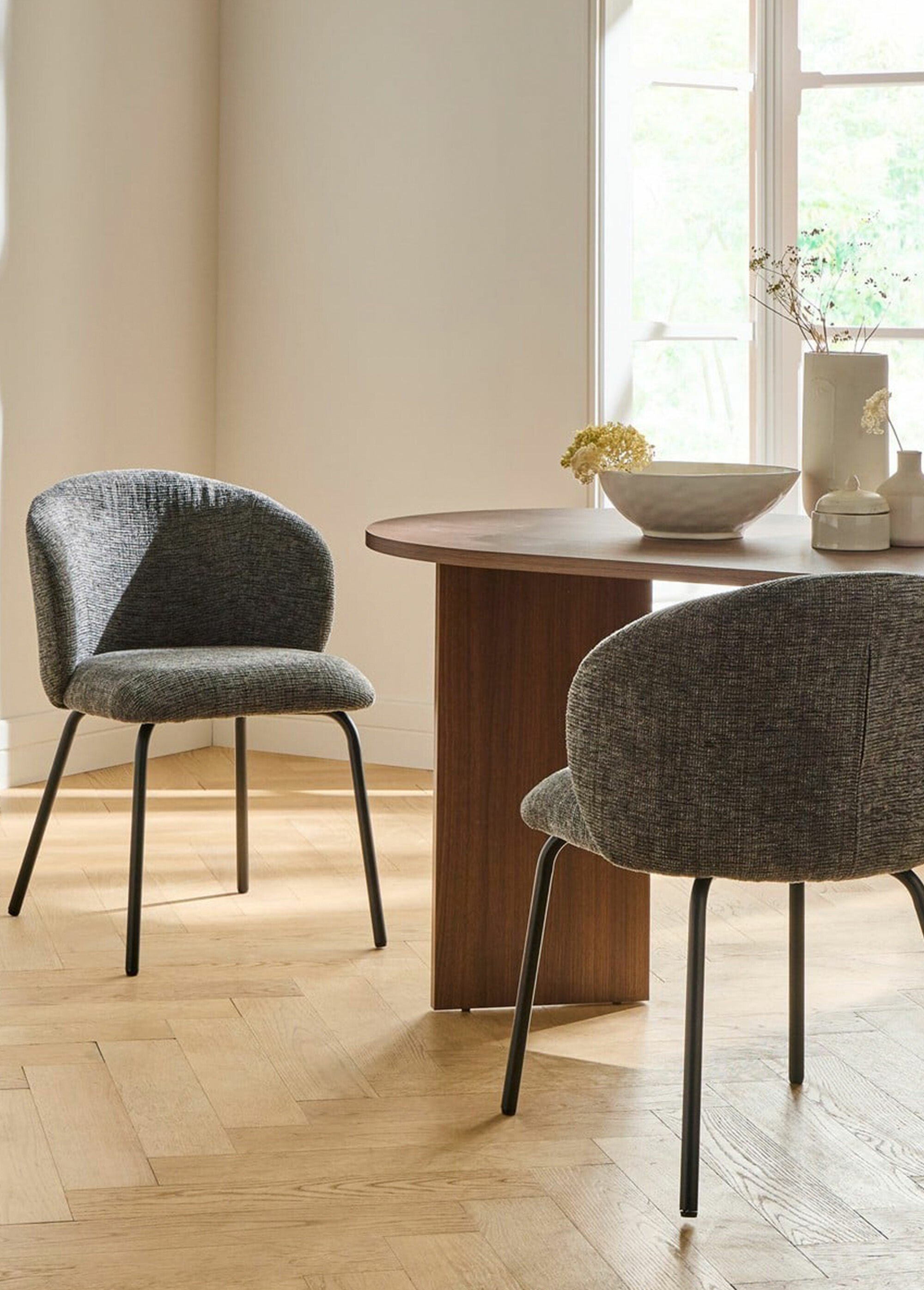 VESPER Chaises tissu chiné, pieds métal GRIS CAL-15325133 SI1