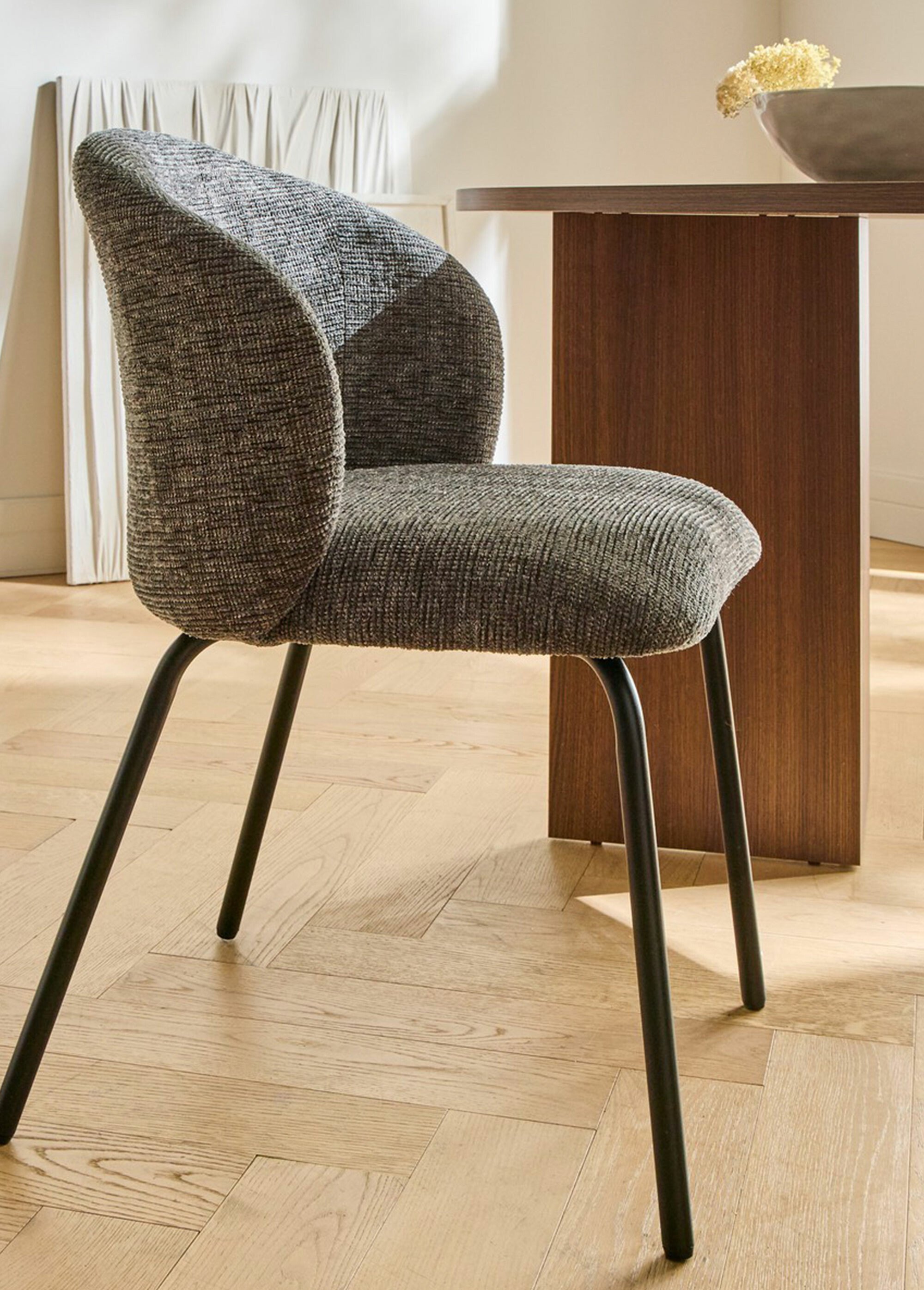 VESPER Chaises tissu chiné, pieds métal GRIS CAL-15325133 SI2