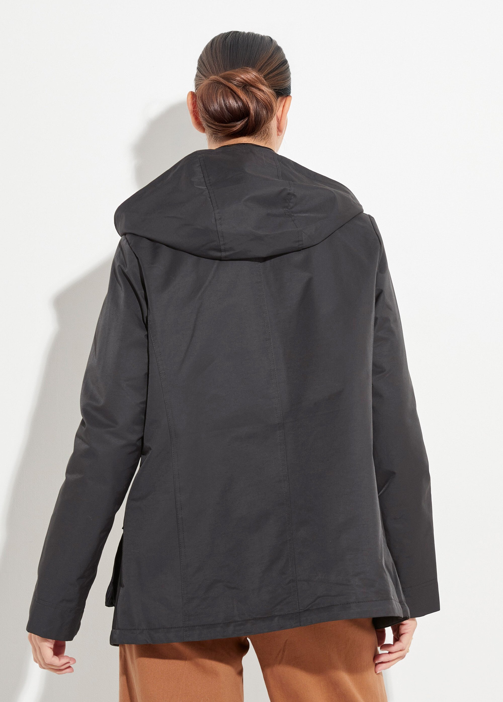 Veste déperlante courte avec col velours Femme Noir LJ-6084 DO1