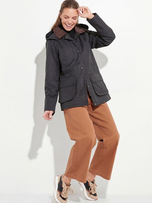 Veste déperlante courte avec col velours Femme Noir LJ-6084 SI1