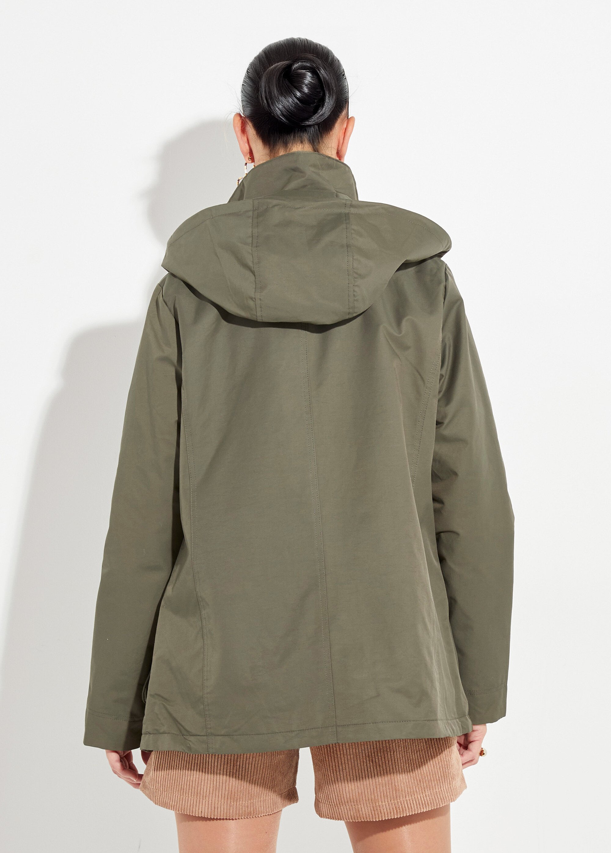 Veste déperlante courte avec col velours Femme Vert LJ-6084 DO1