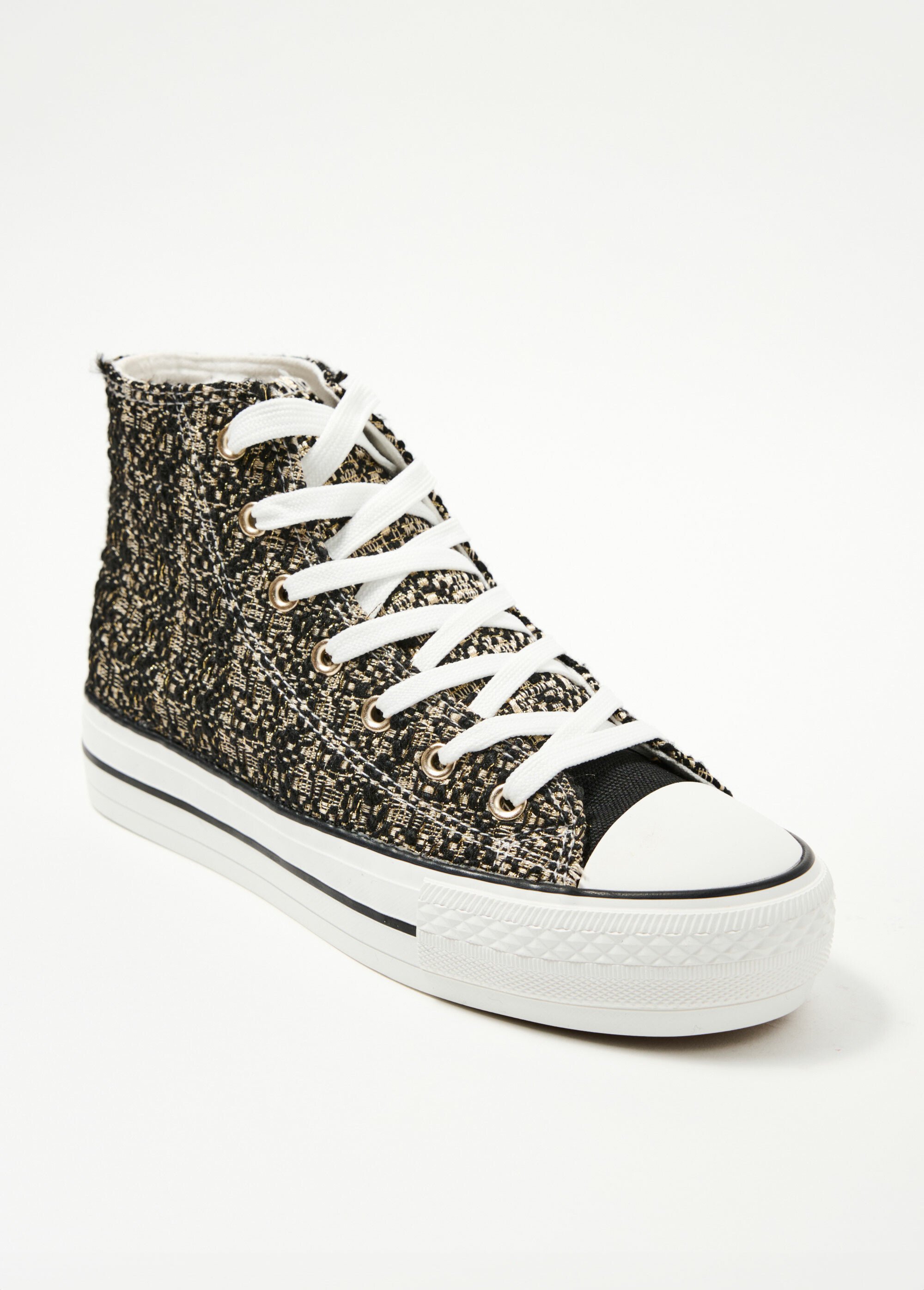 Baskets montantes en toile fantaisie Noir Afibel