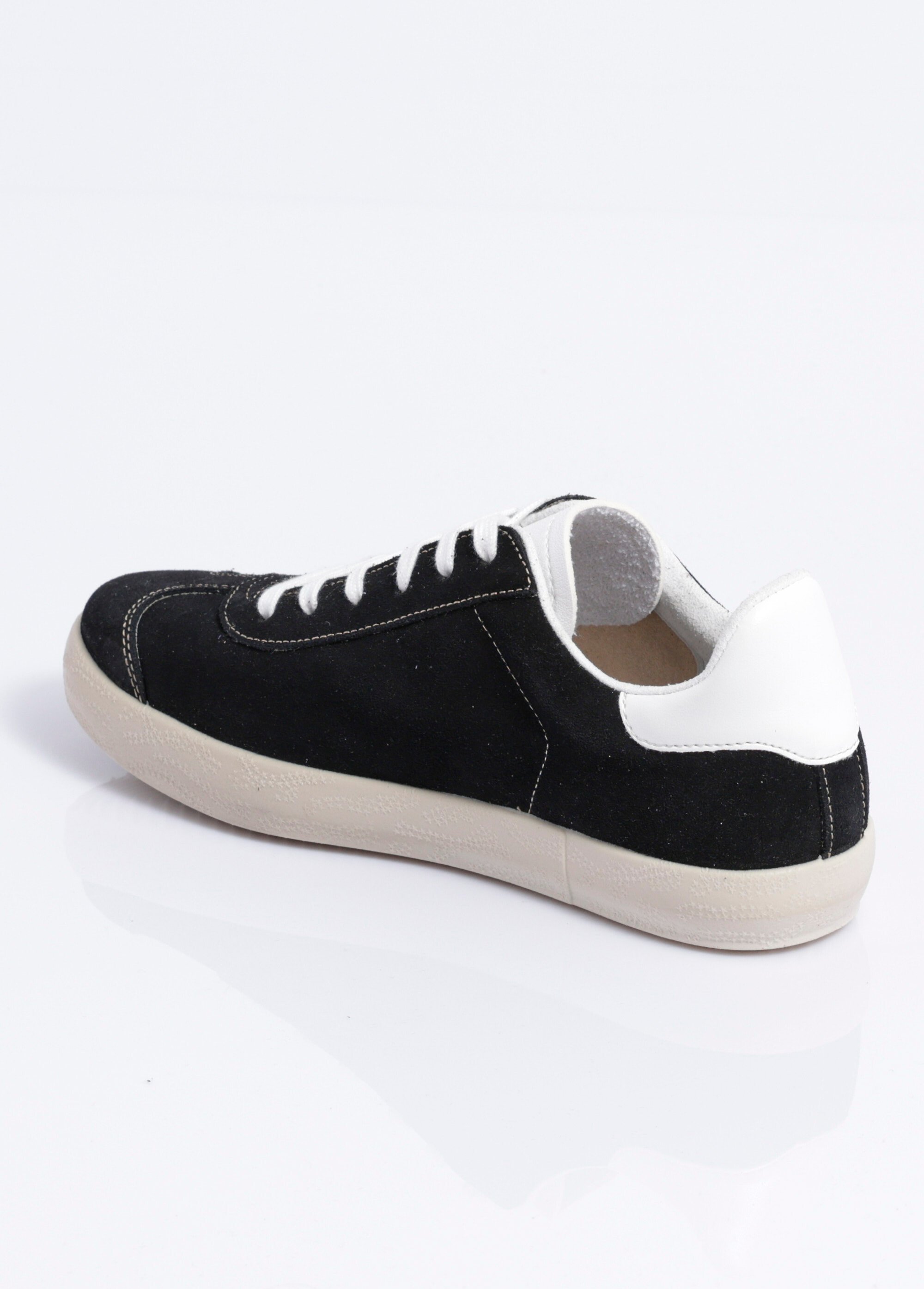 Baskets unies compensées cuir à lacets Femme Noir OYAS DO1