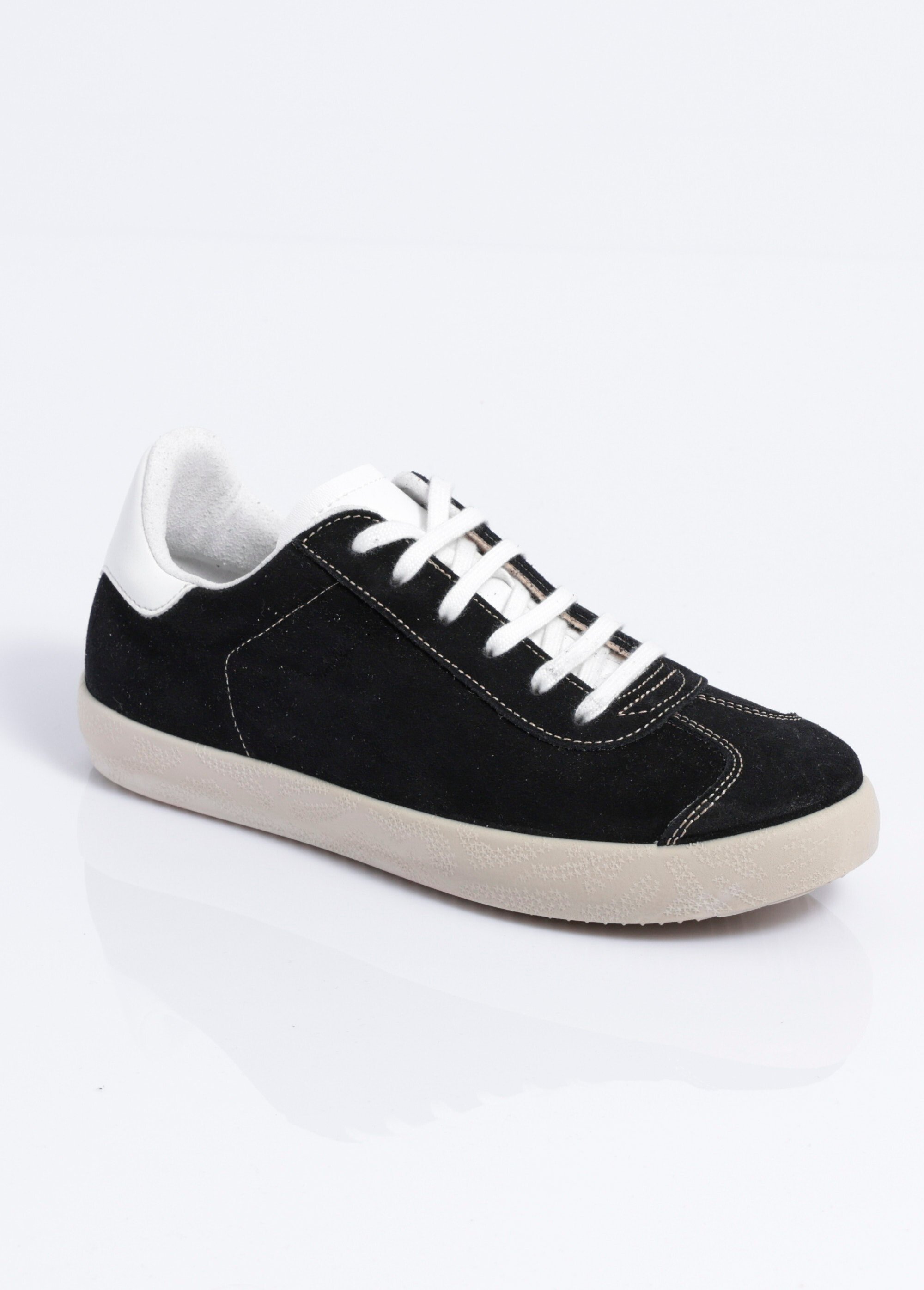Baskets unies compensées cuir à lacets Femme Noir OYAS FA1