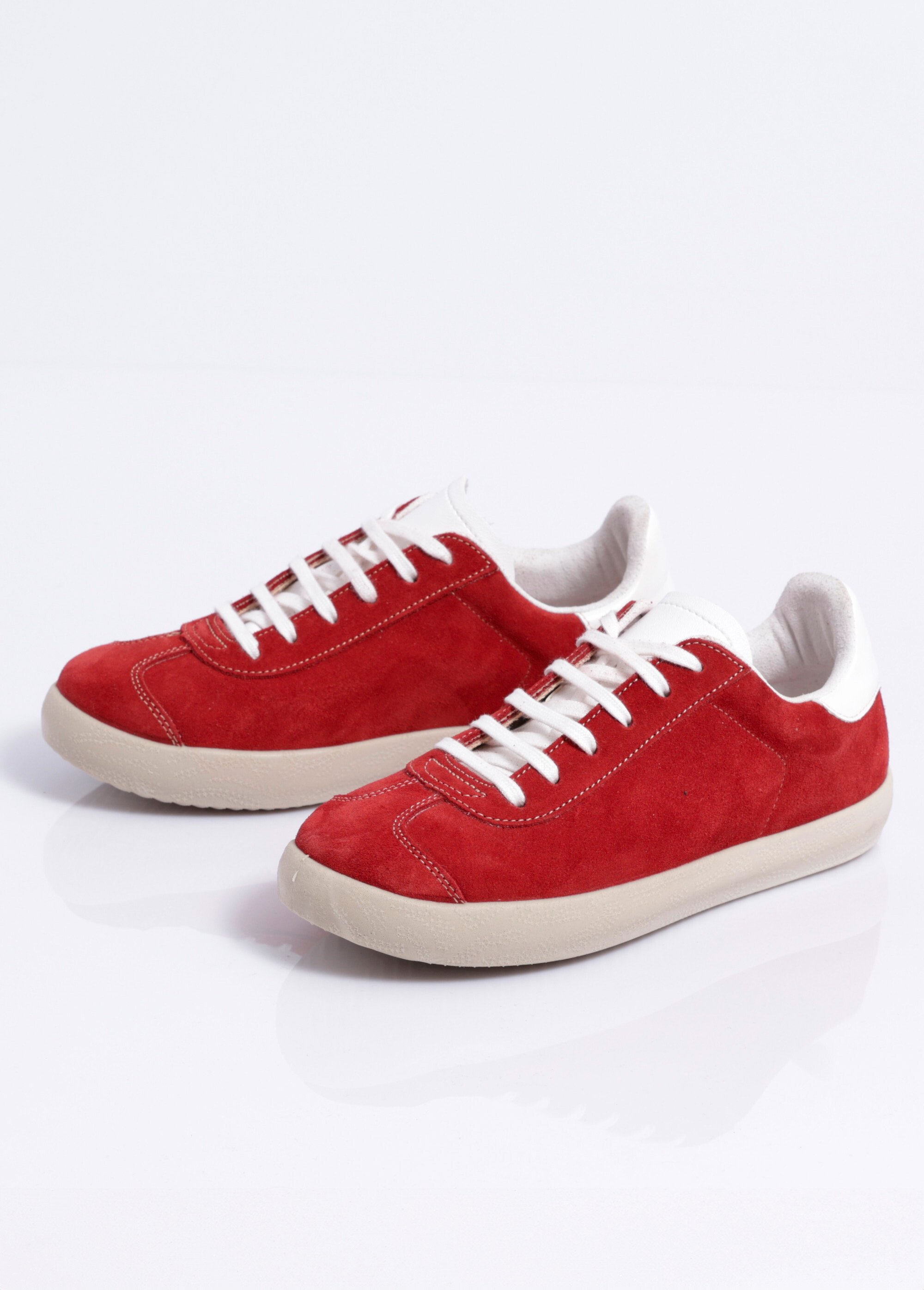 Baskets unies compensées cuir à lacets Femme Rouge OYAS DE1