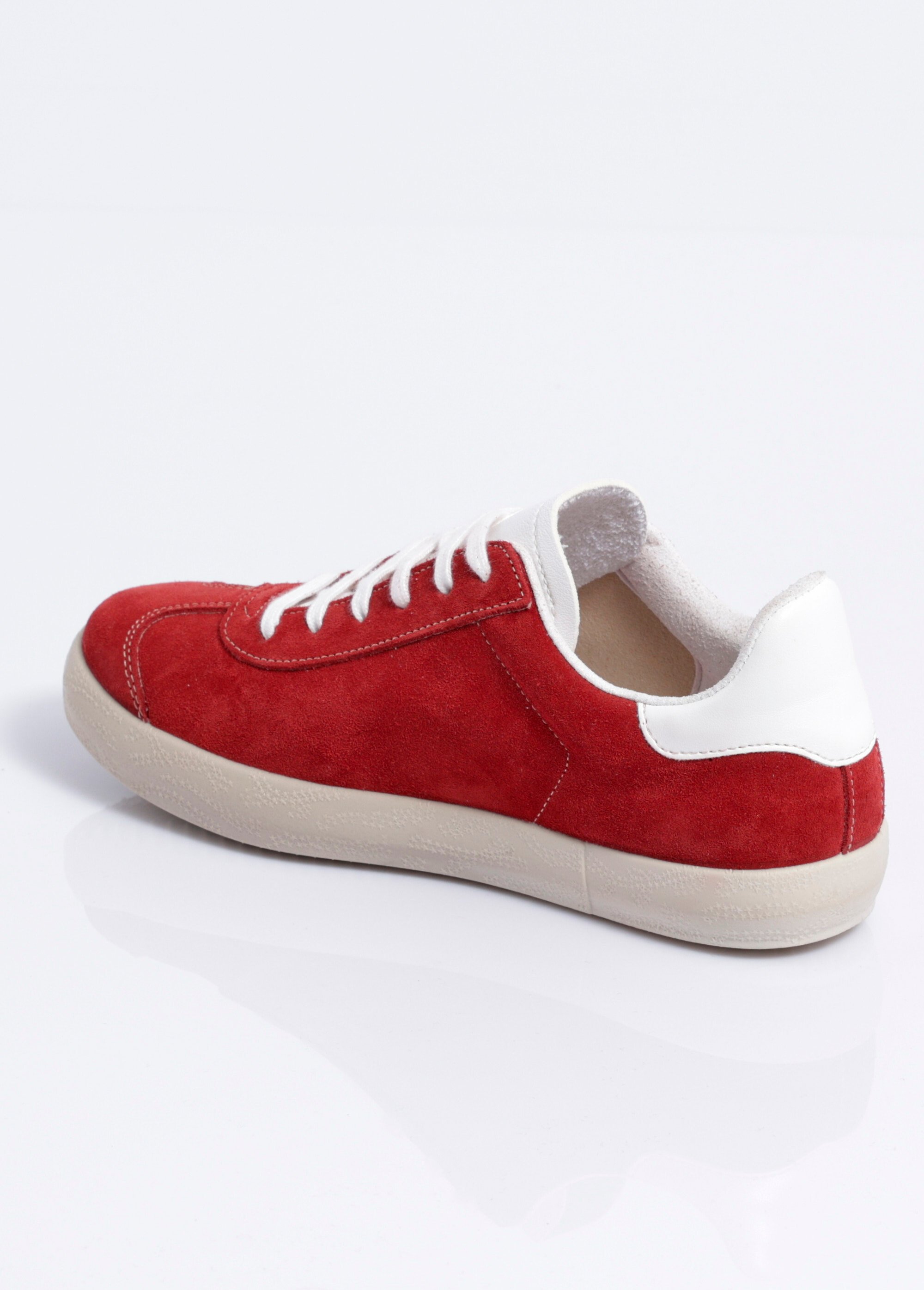 Baskets unies compensées cuir à lacets Femme Rouge OYAS DO1