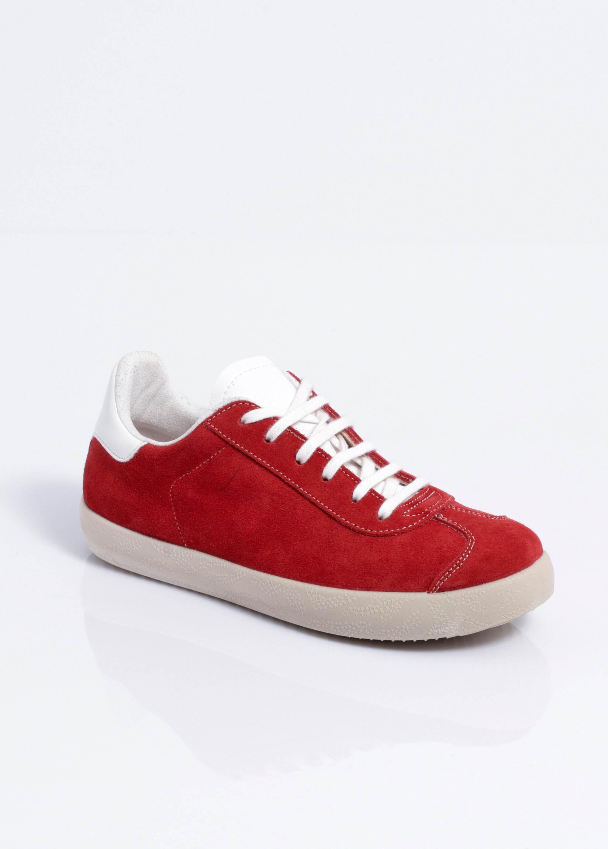 Baskets unies compensées cuir à lacets Femme Rouge OYAS FA1