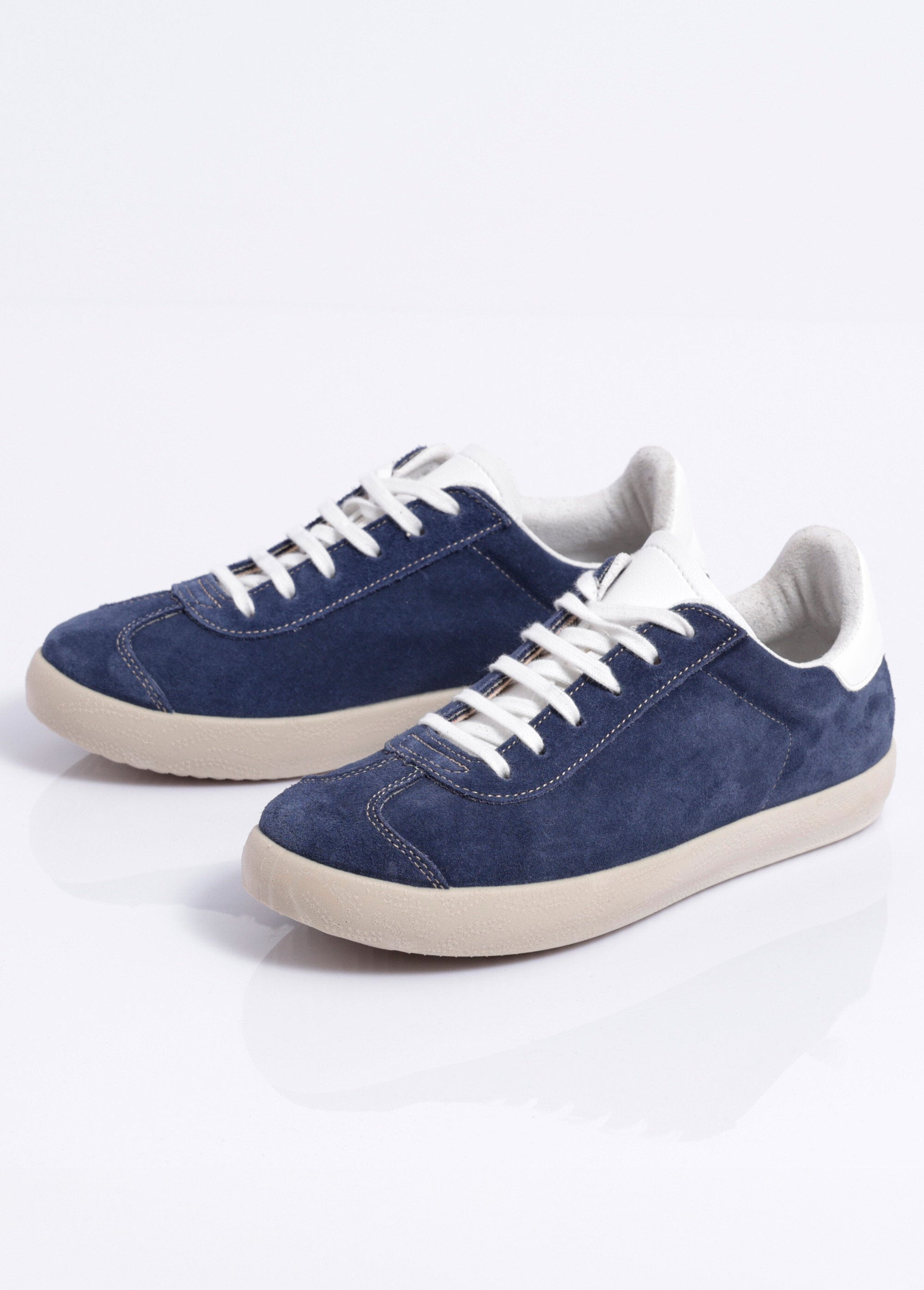 Baskets unies compensées cuir à lacets Femme Bleu OYAS DE1