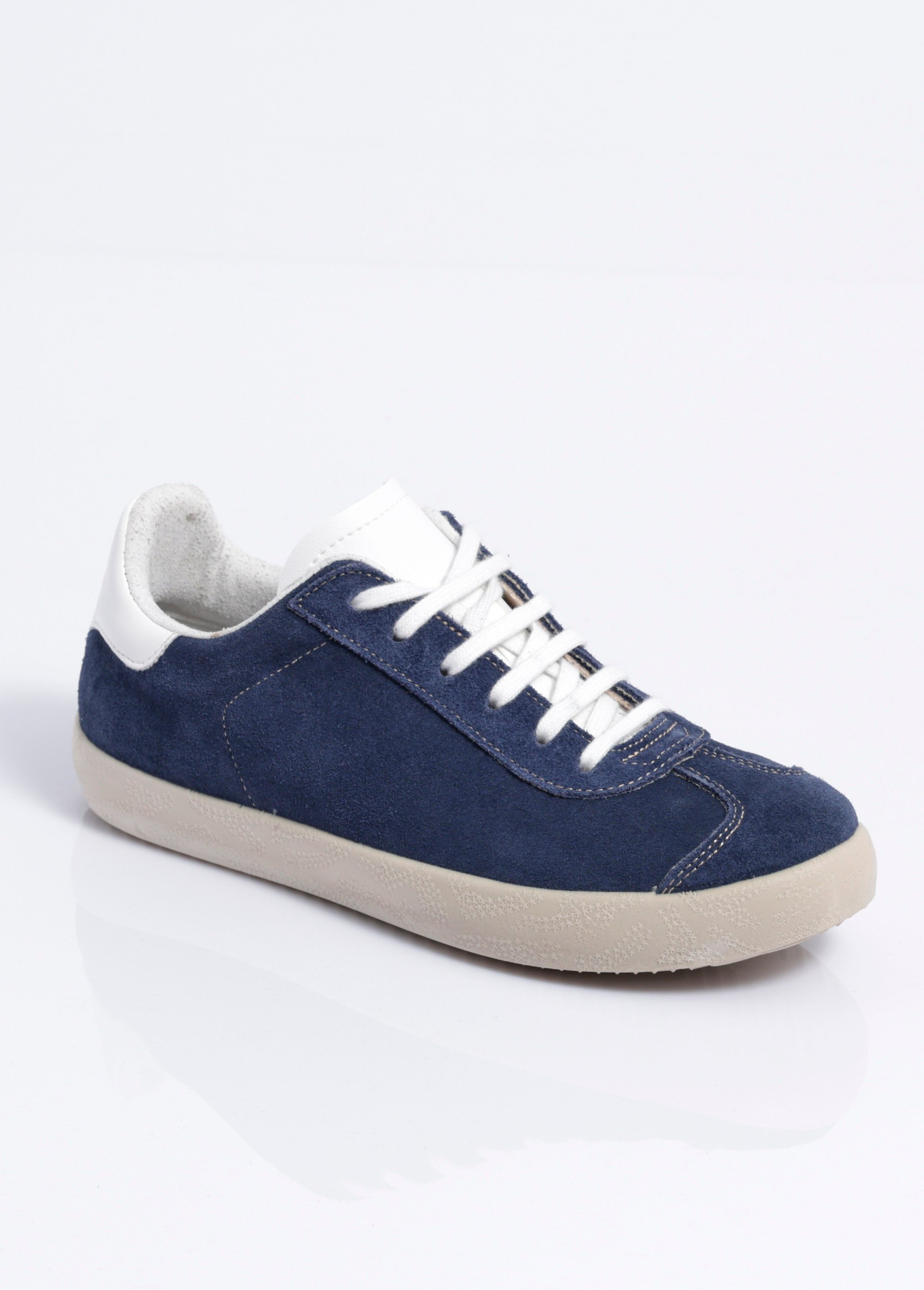 Baskets unies compensées cuir à lacets Femme Bleu OYAS FA1