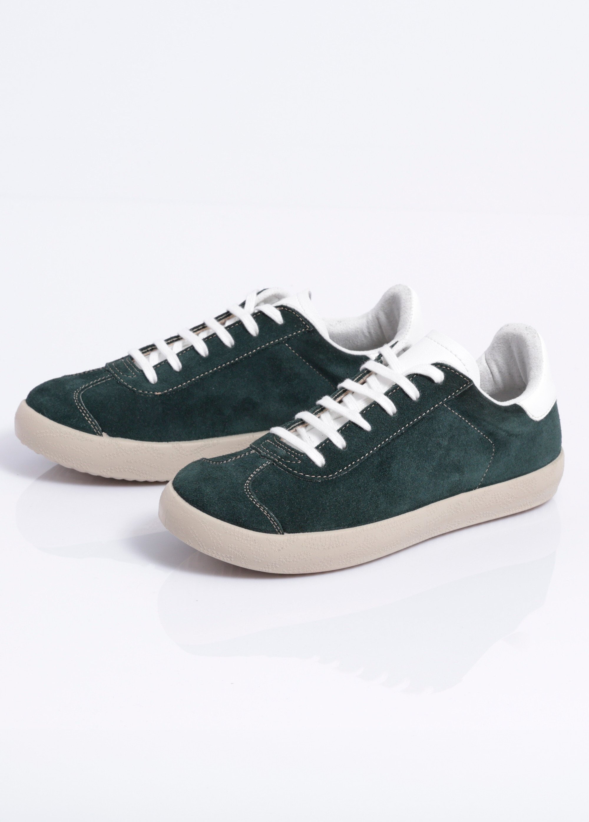 Baskets unies compensées cuir à lacets Femme Vert OYAS DE1