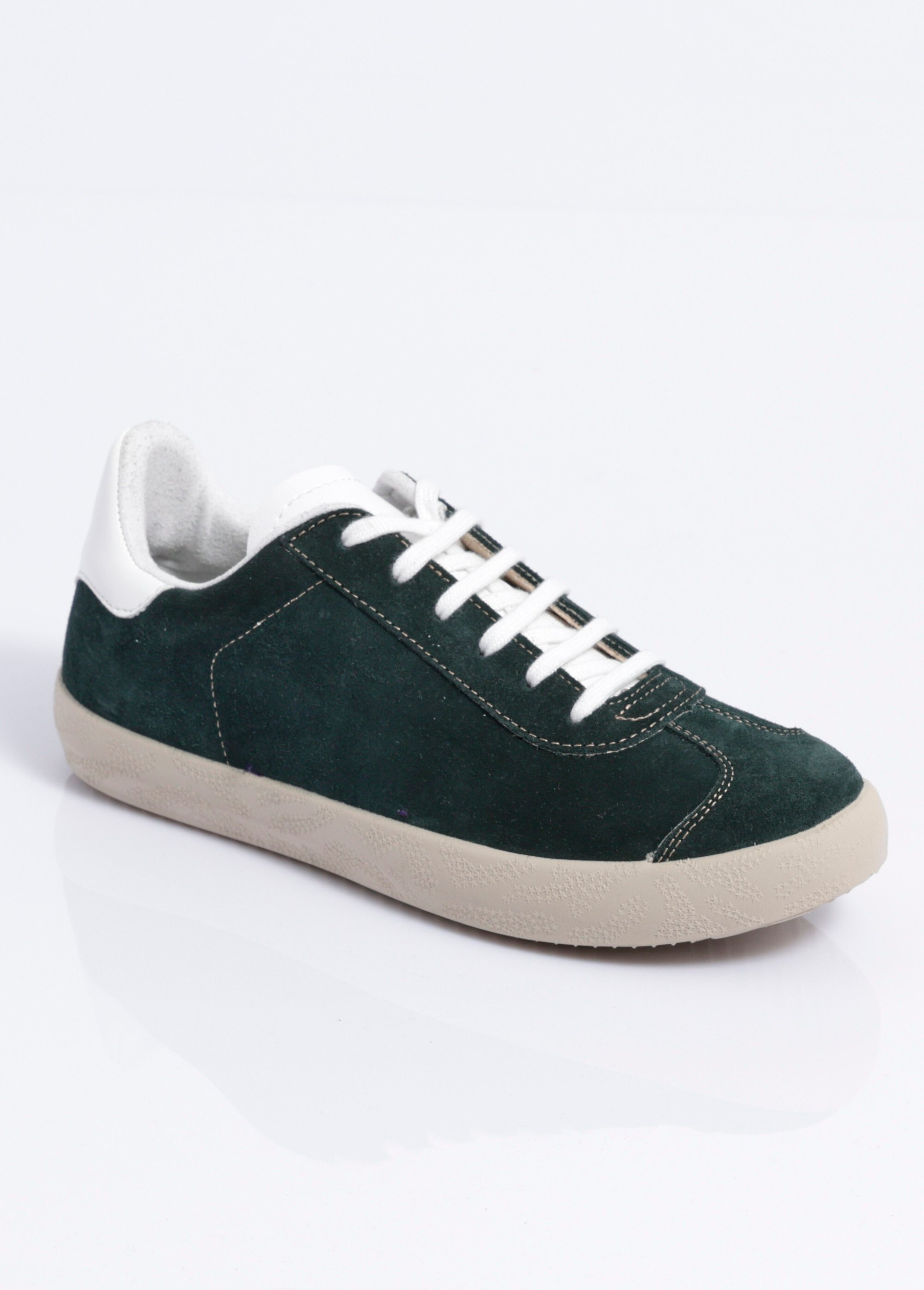 Baskets unies compensées cuir à lacets Femme Vert OYAS FA1