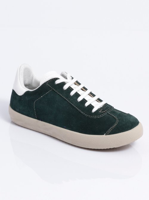 Baskets unies compensées cuir à lacets Femme Vert OYAS FA1