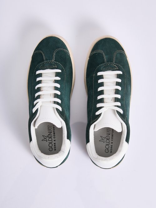 Baskets unies compensées cuir à lacets Femme Vert OYAS OV1